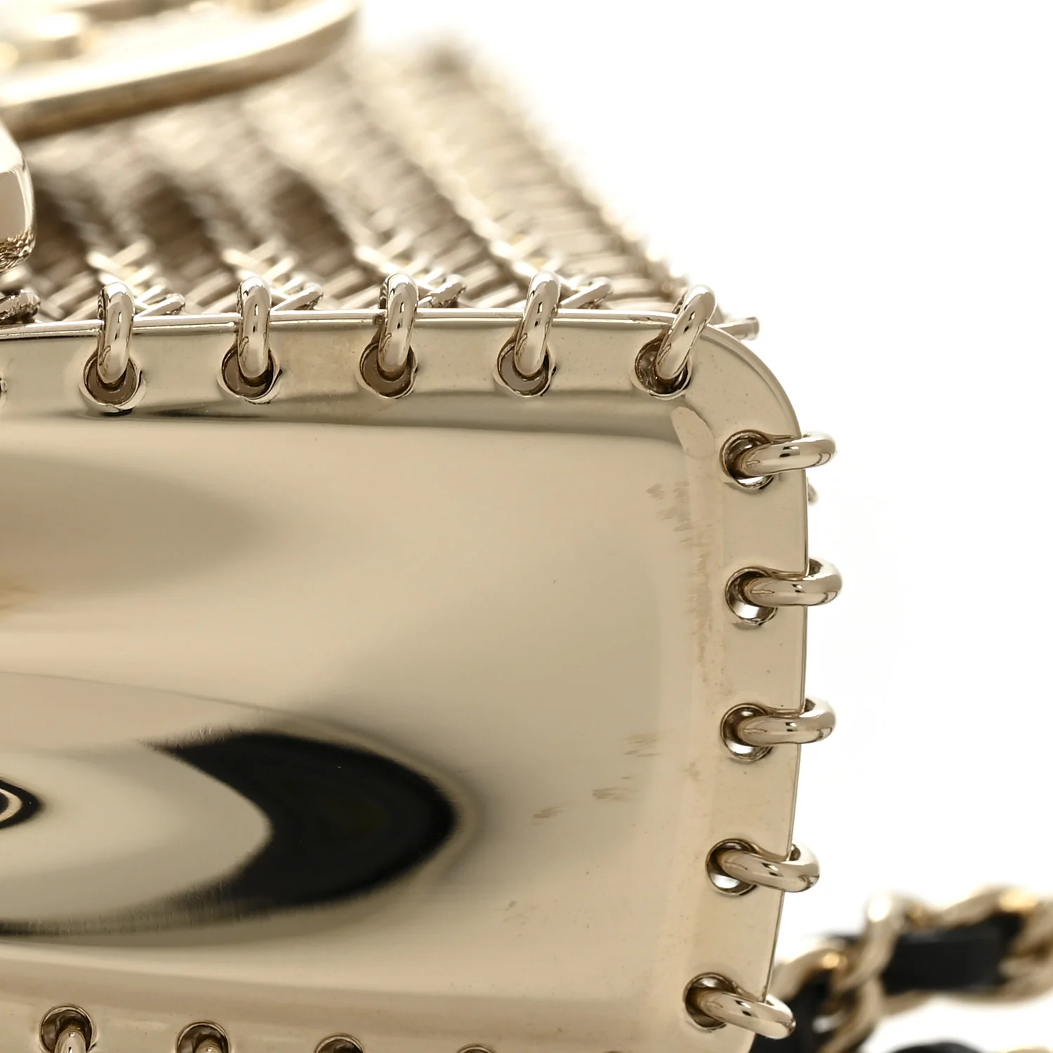 Metal Lambskin Pearl Chain Flap Bag Long Necklace Gold Black Pearly White - Image 6