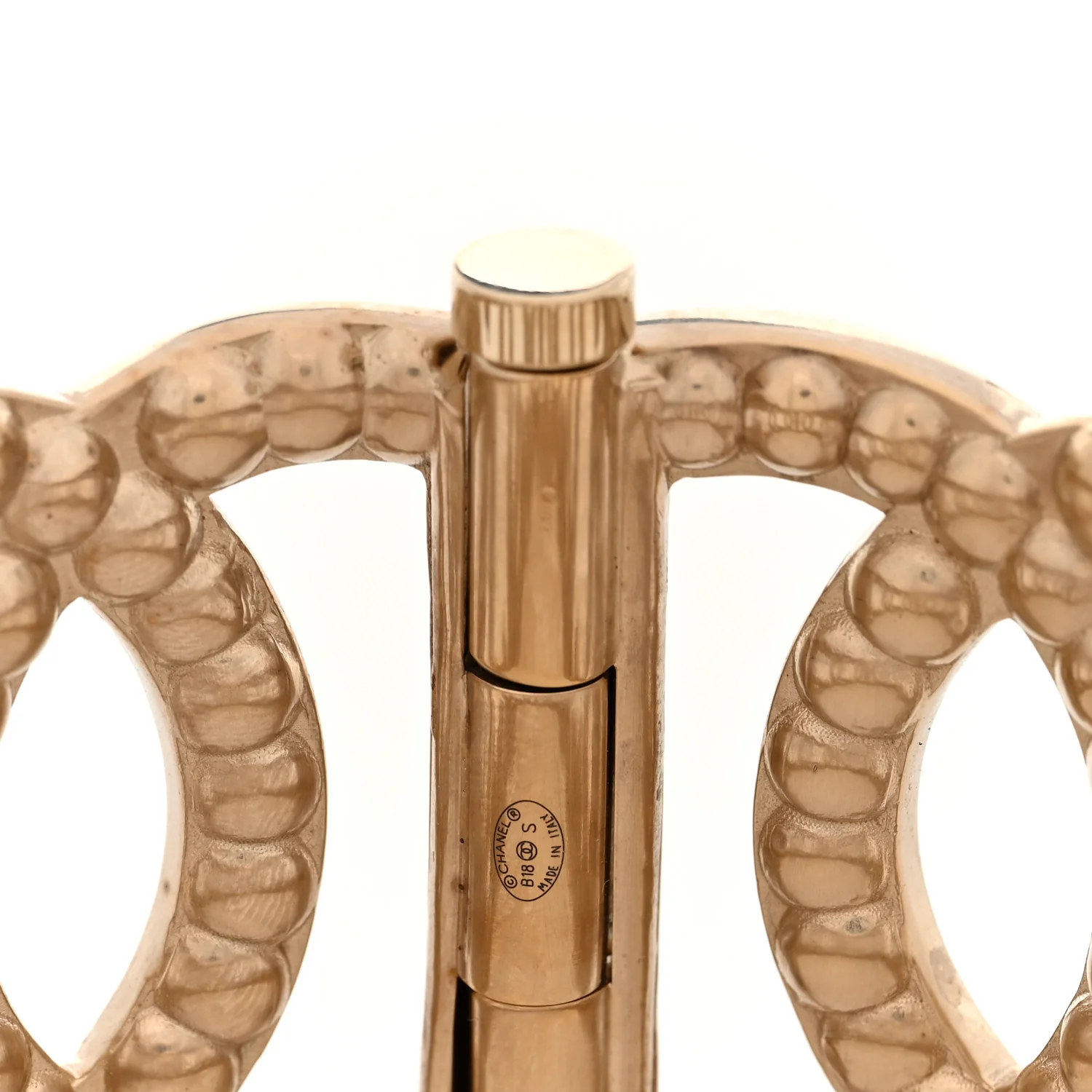 Metal Pearl CC Cuff Bracelet Gold - Image 4