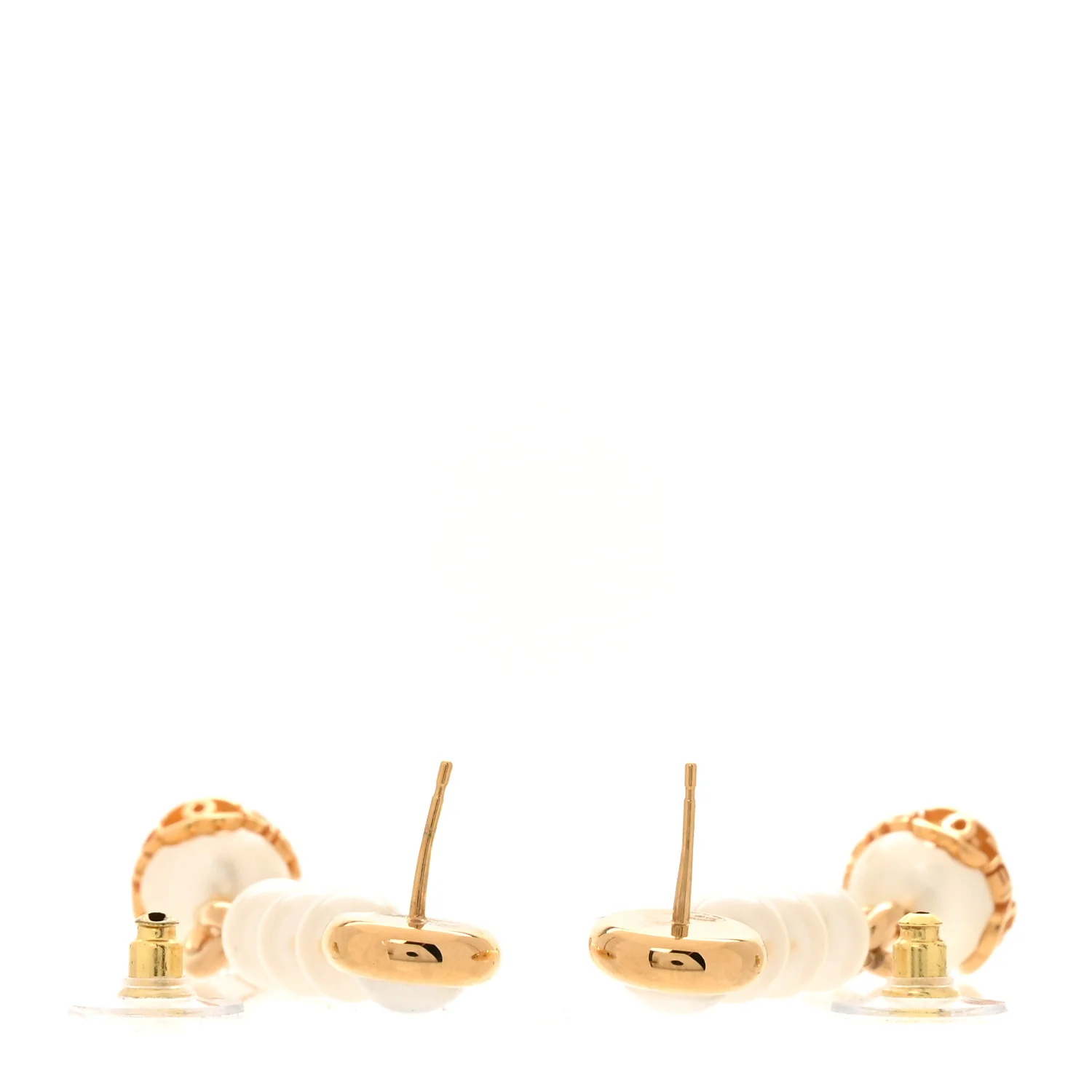 Metal Pearl CC Logo Drop Earrings White Gold - Image 7