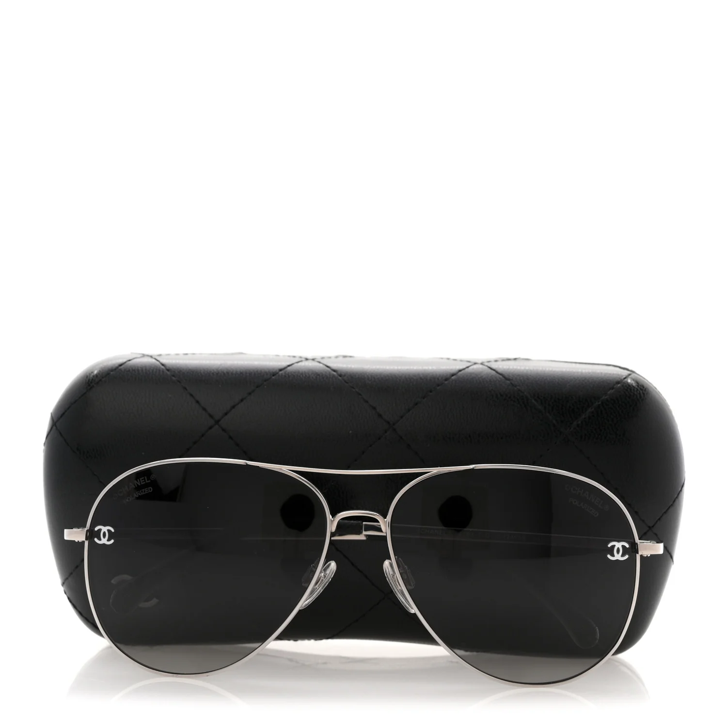 Metal Polarized CC Aviator Sunglasses 4189-T-Q Silver - Image 8