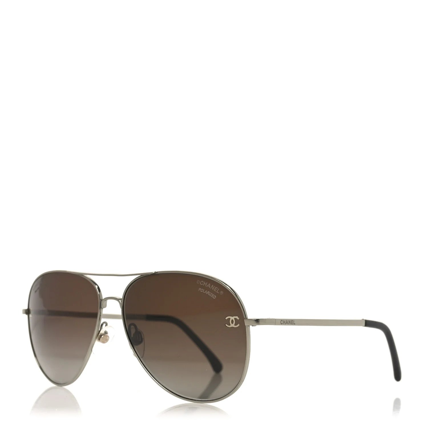 Metal Polarized CC Aviator Sunglasses 4189-T-Q Silver