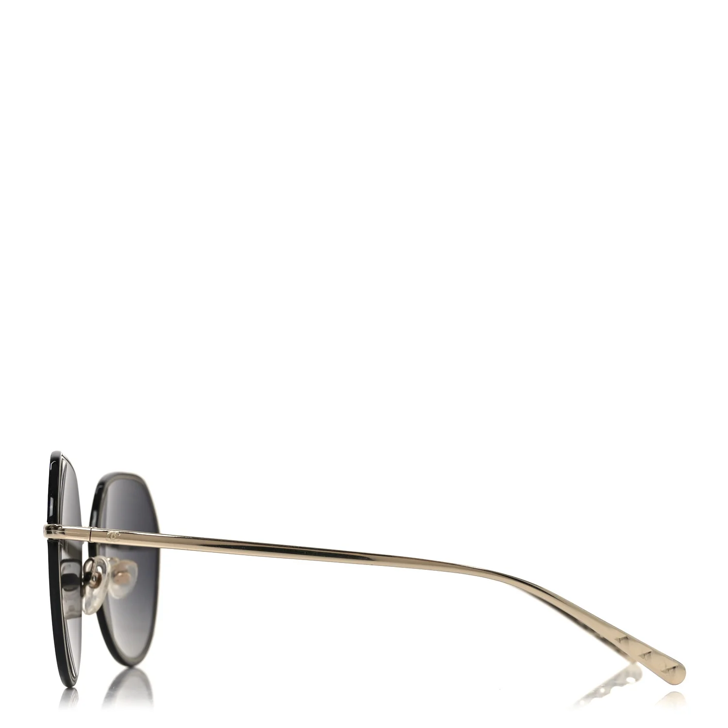 Metal Polarized Round Sunglasses 4251-J Gold Black - Image 3