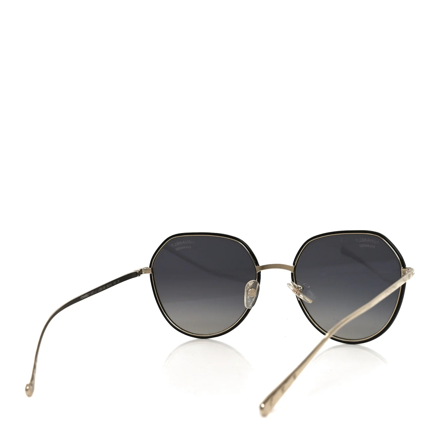 Metal Polarized Round Sunglasses 4251-J Gold Black - Image 4