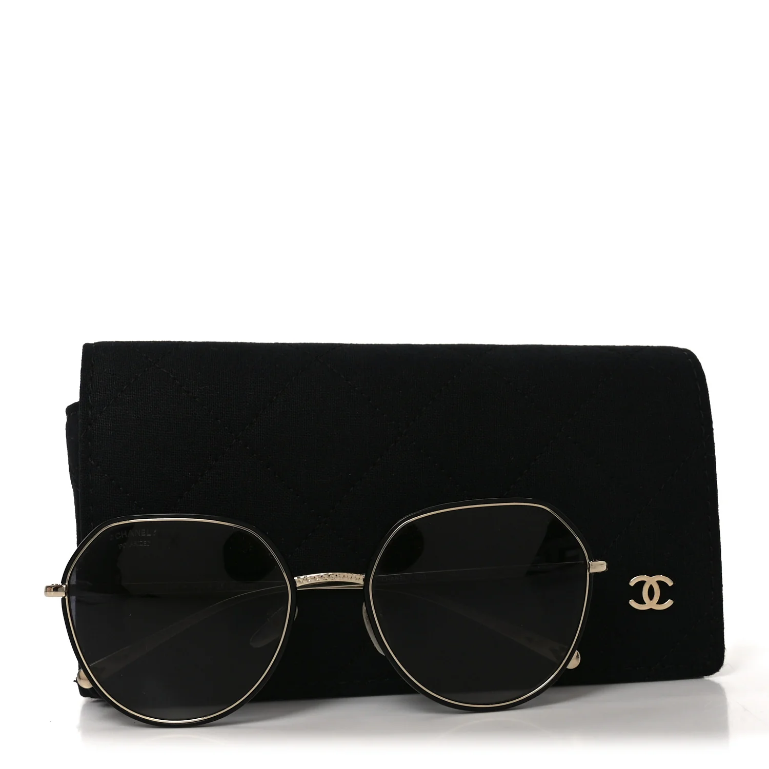 Metal Polarized Round Sunglasses 4251-J Gold Black - Image 7
