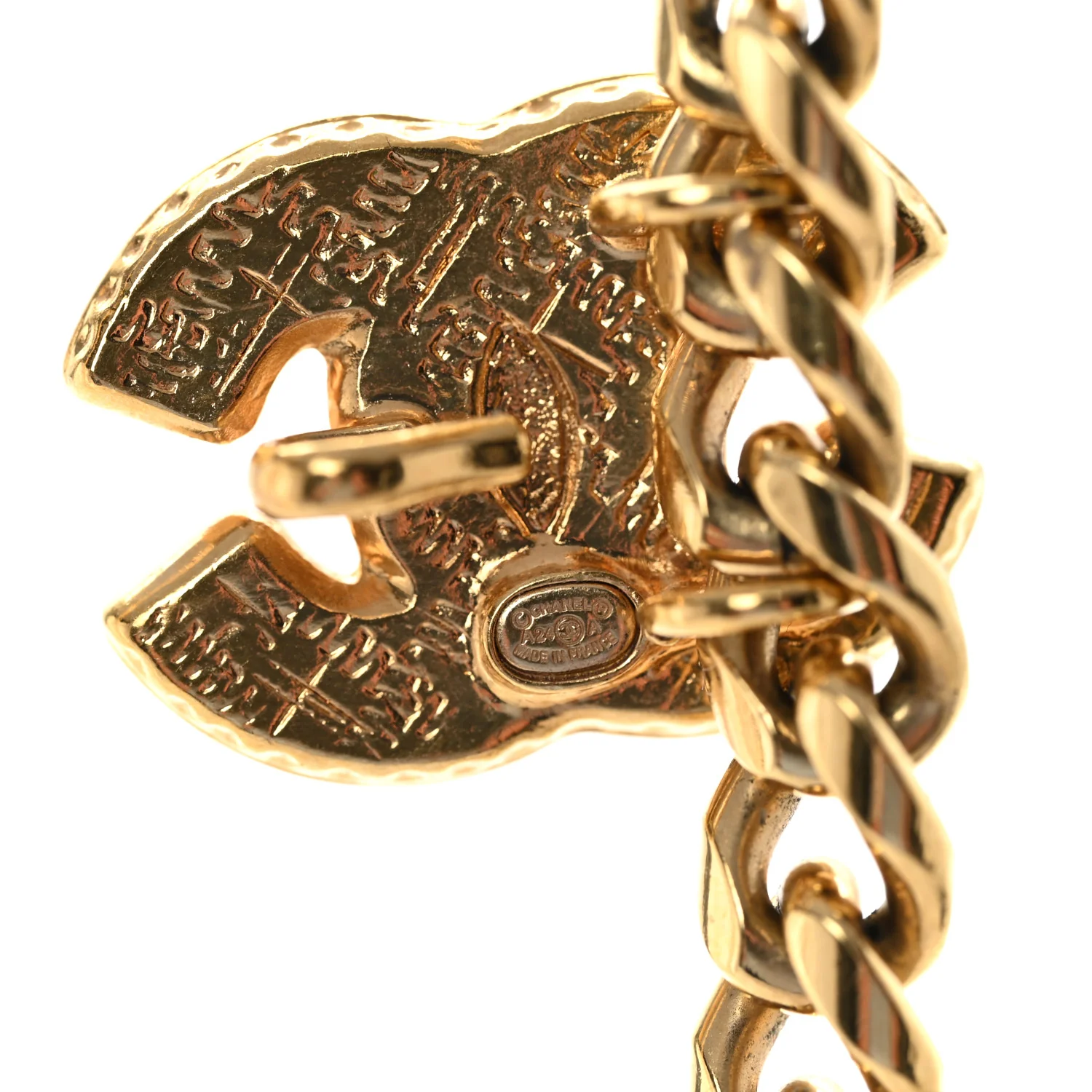 Metal Resin Chain CC Bolo Necklace Gold - Image 5