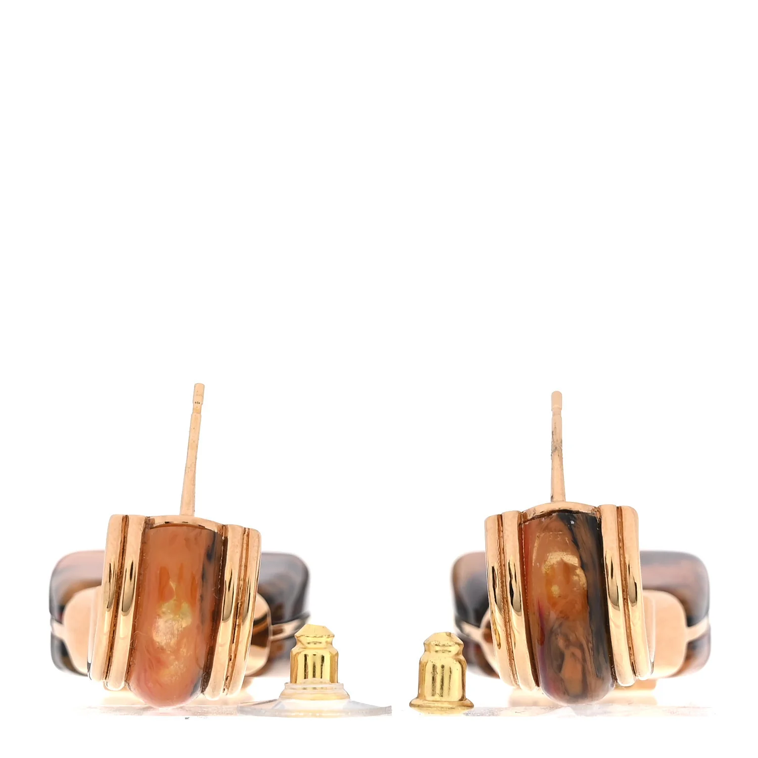 Metal Resin Marbled Enamel Handbag CC Drop Earrings  Gold Orange Black Red - Image 3