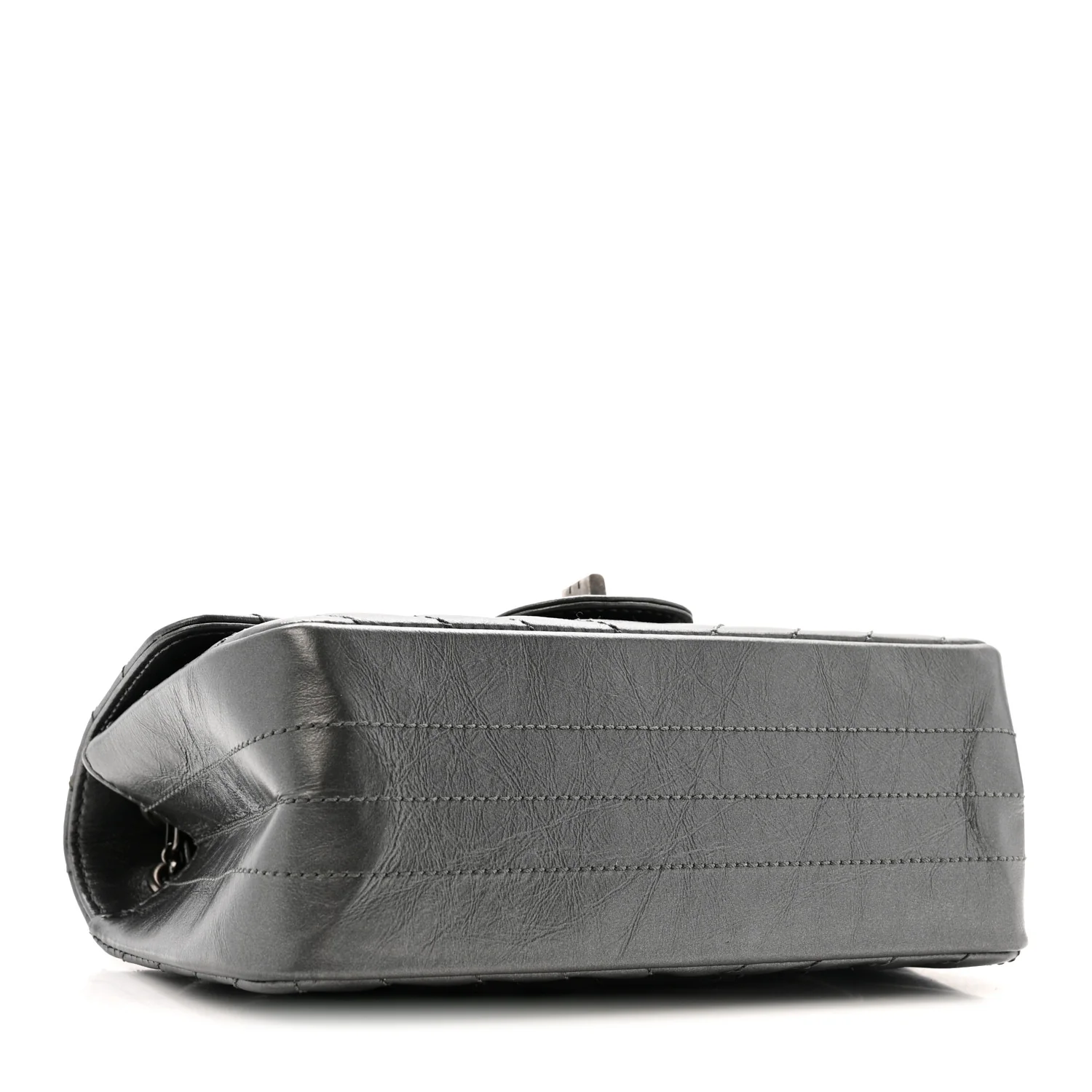Metallic Aged Calfskin Chevron Quilted 2.55 Reissue Mini Flap Grey - Image 4
