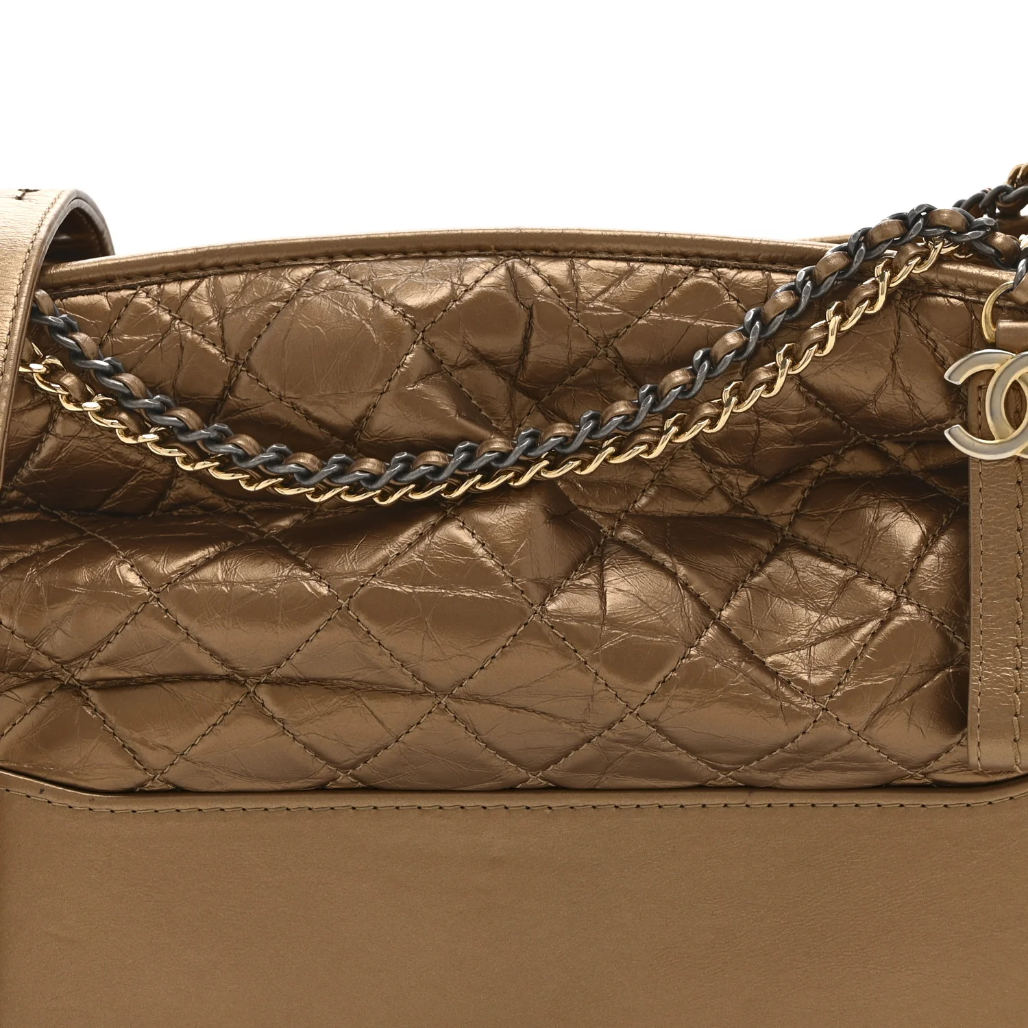 Metallic Aged Calfskin Quilted Medium Gabrielle Bronze - Image 8