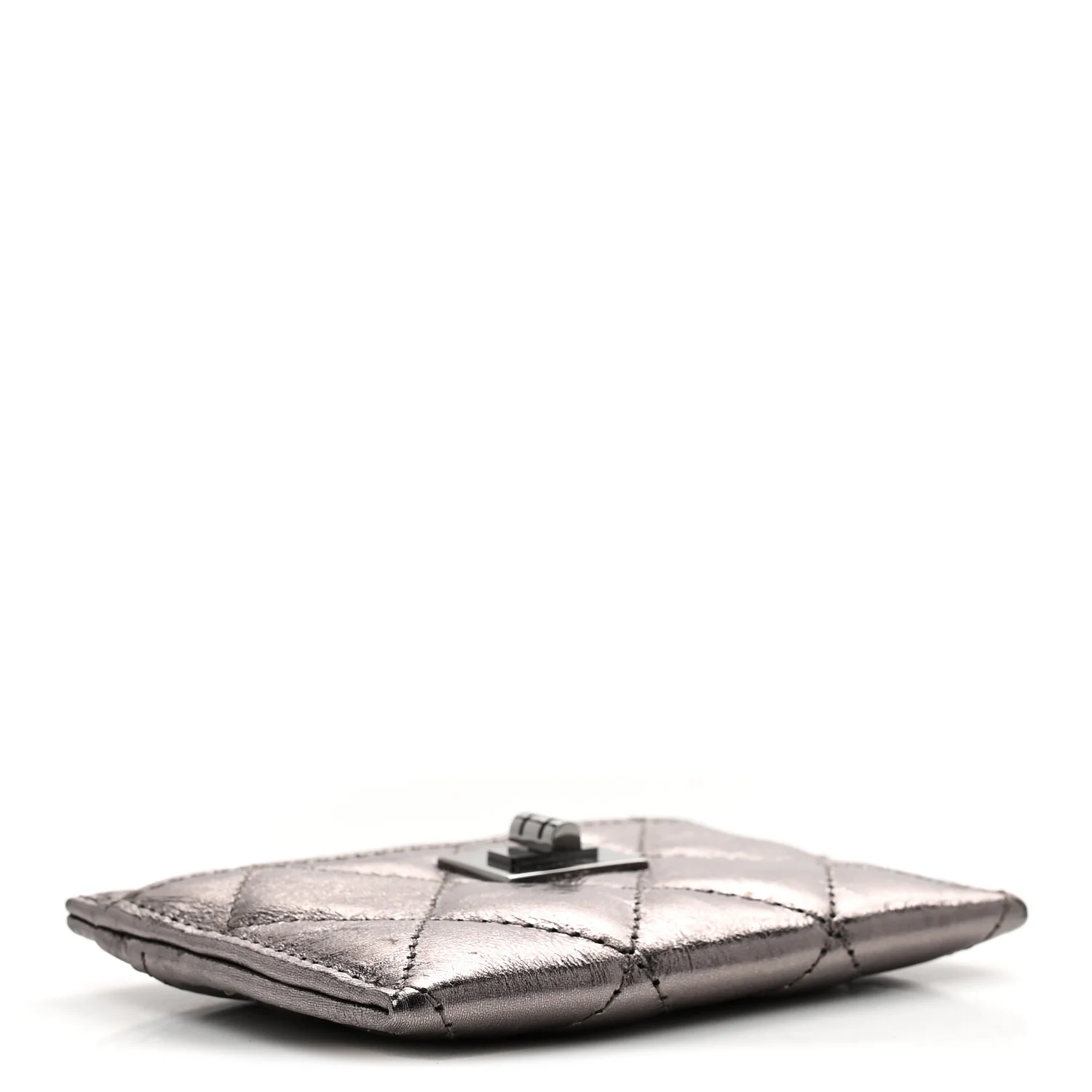 Metallic Aged Calfskin Quilted Reissue Card Holder Silver - Image 4