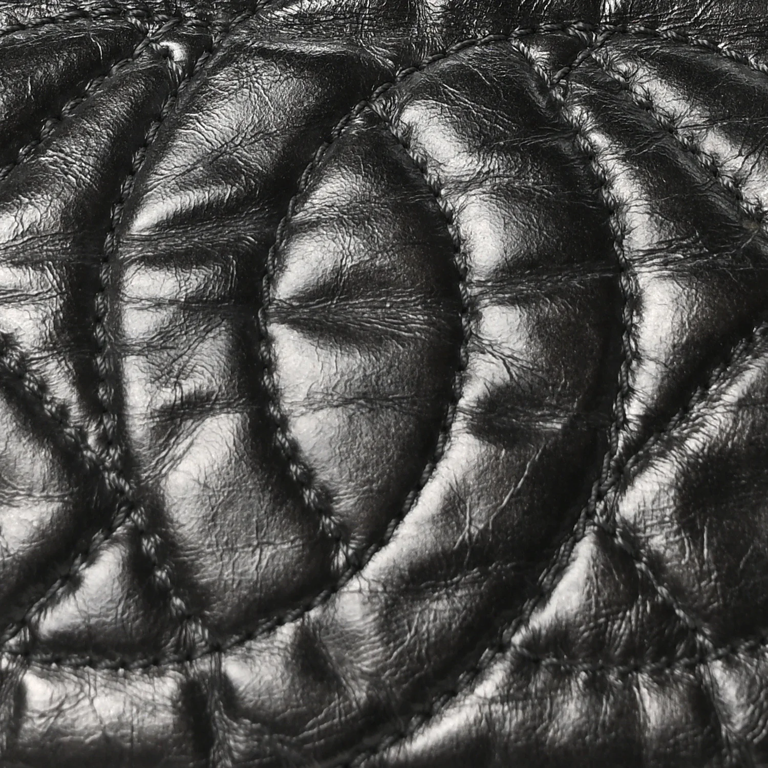 Metallic Aged Calfskin Quilted Small Chain Me Tote Dark Silver - Image 8