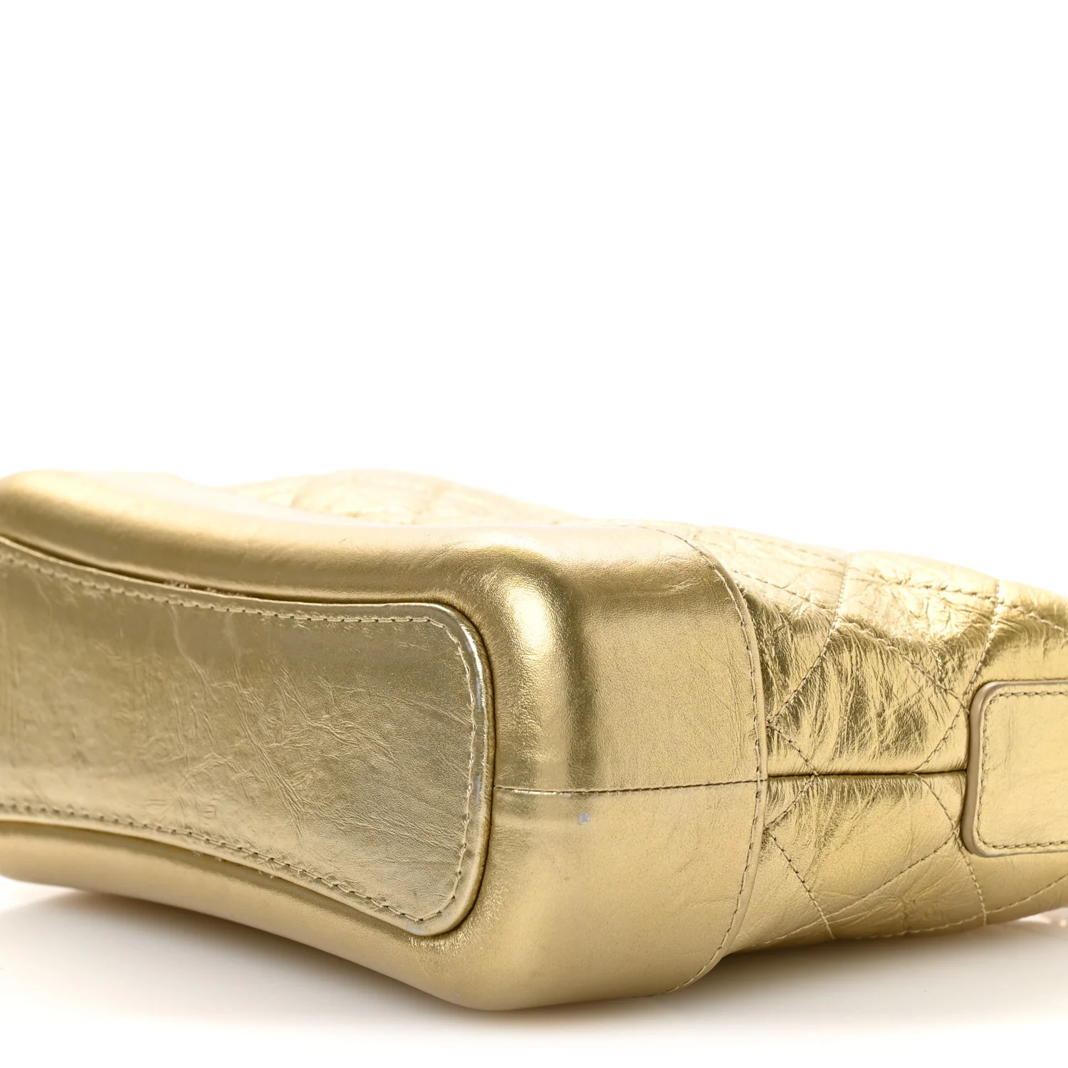 Metallic Aged Calfskin Quilted Small Gabrielle Hobo Gold - Image 10