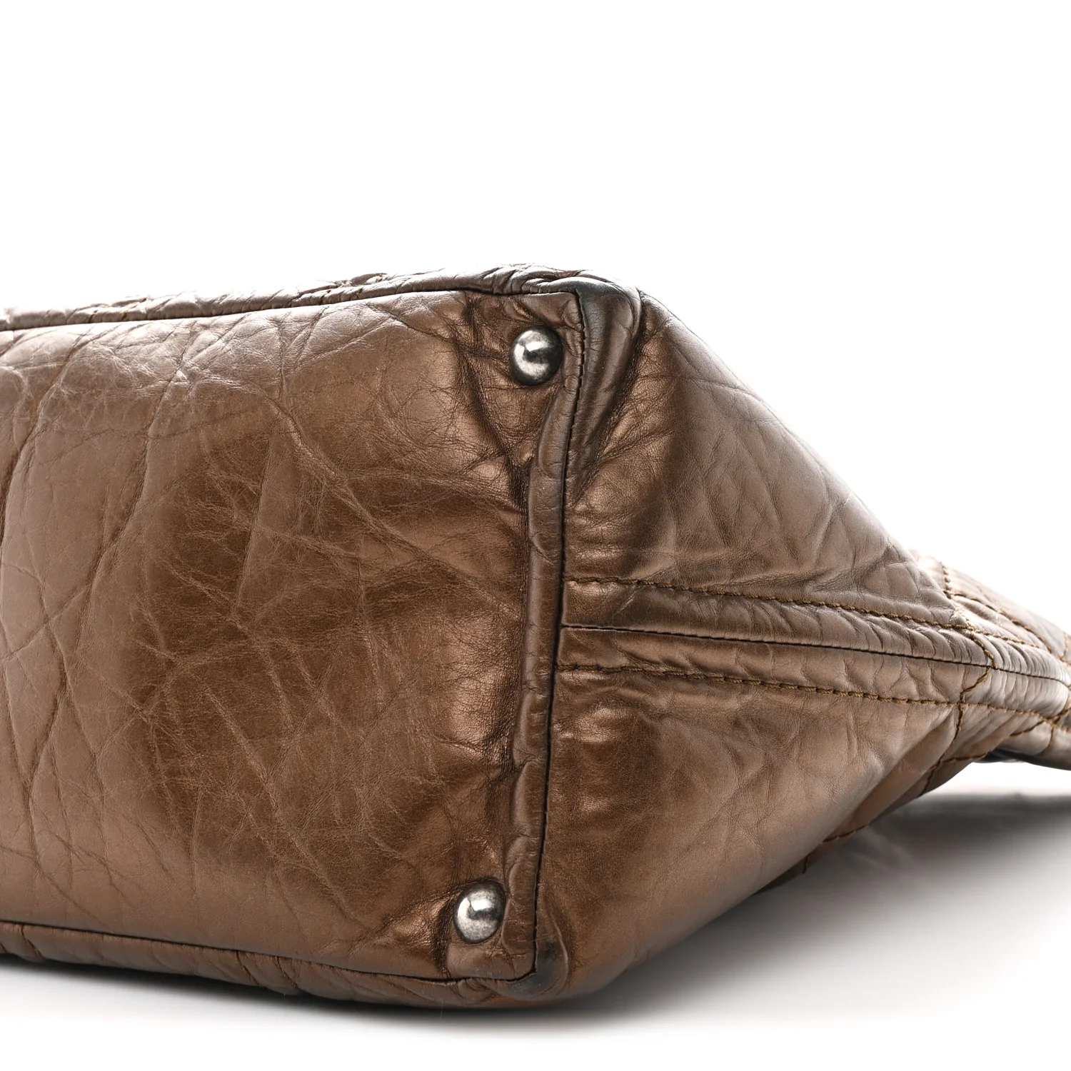 Metallic Aged Calfskin Small Shopping In Moscow Tote Bronze - Image 10
