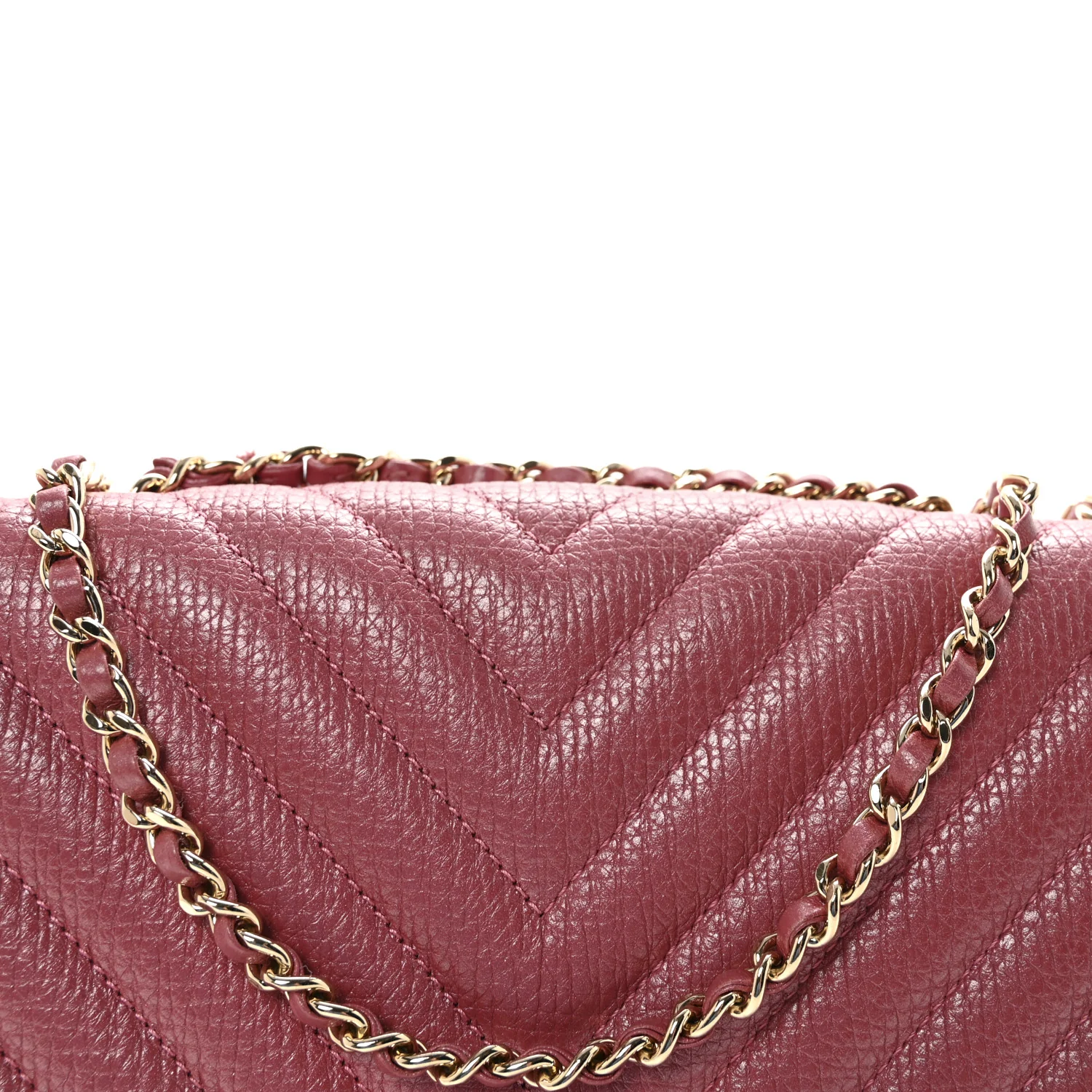 Metallic Calfskin Chevron Quilted Small Statement Flap Pink - Image 8