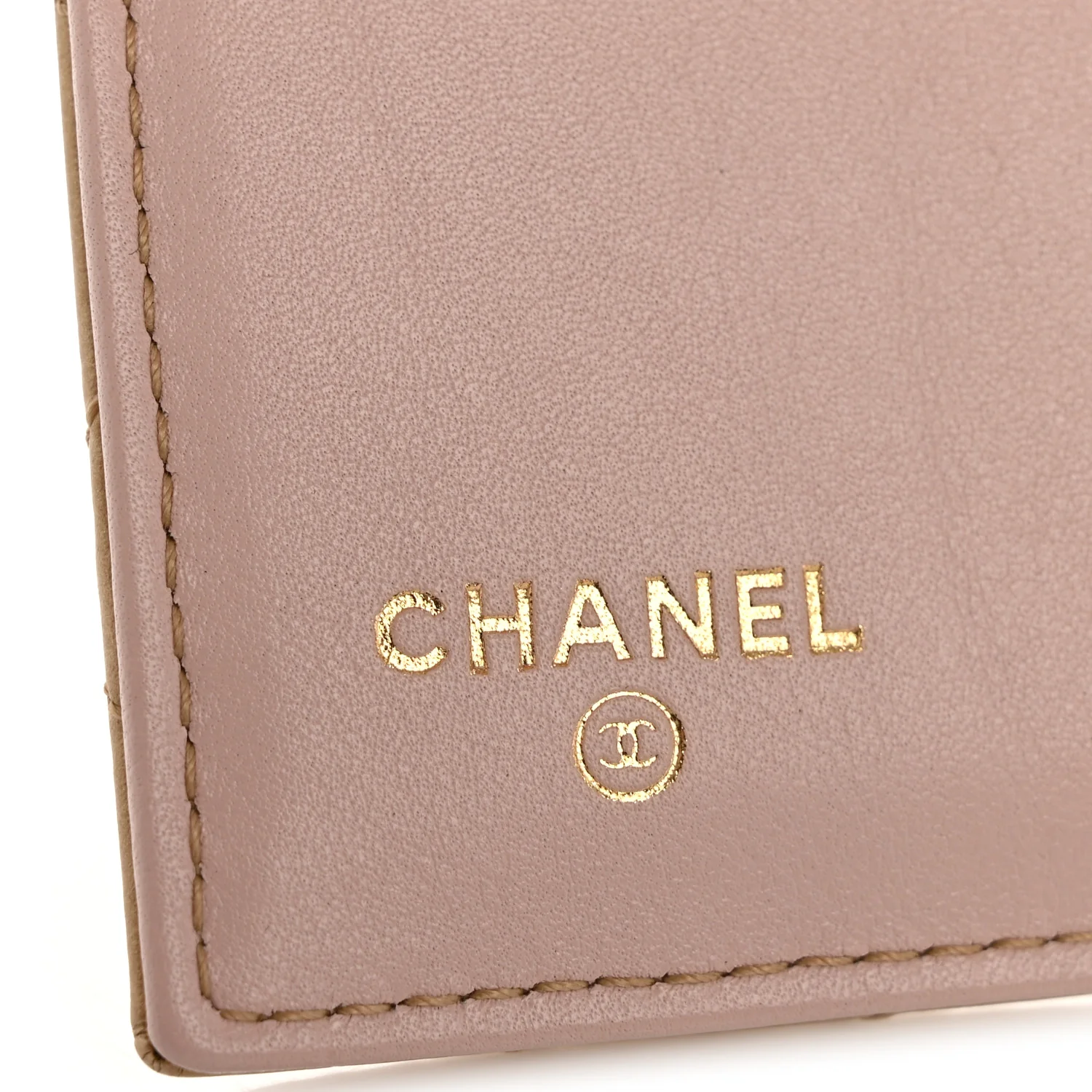 Metallic Calfskin Diamond Stitch Compact French Flap Wallet Gold Rose - Image 6