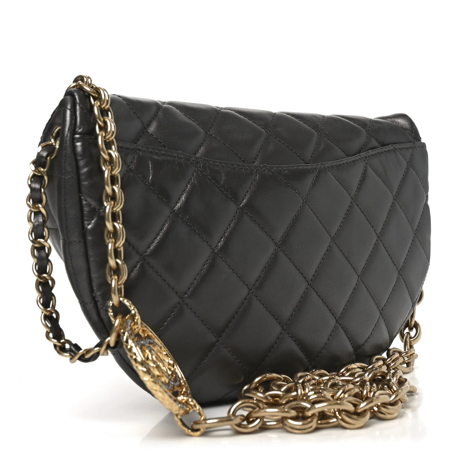 Metallic Calfskin Pearl Quilted CC Belt Bag Ruthenium - Image 3
