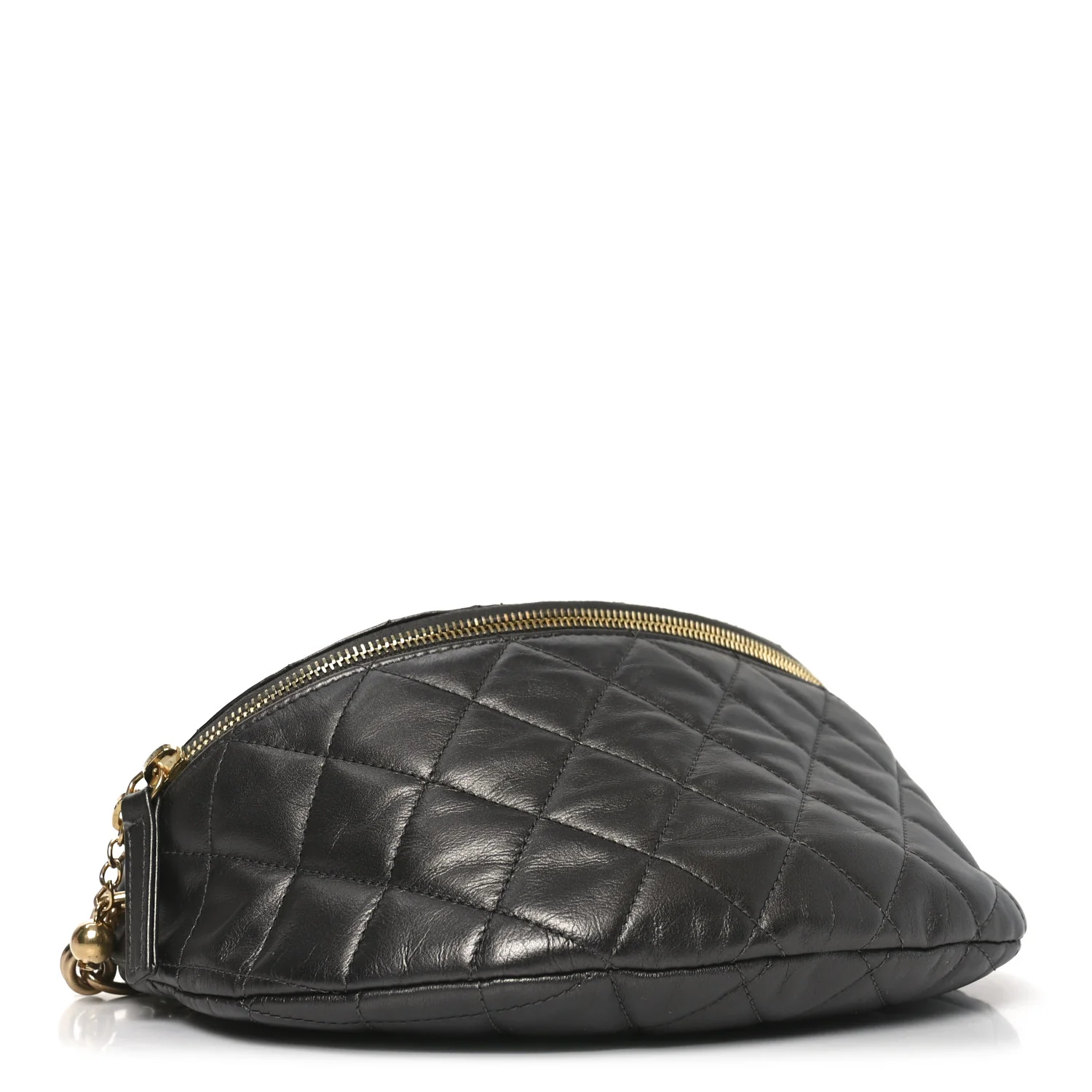 Metallic Calfskin Pearl Quilted CC Belt Bag Ruthenium - Image 4