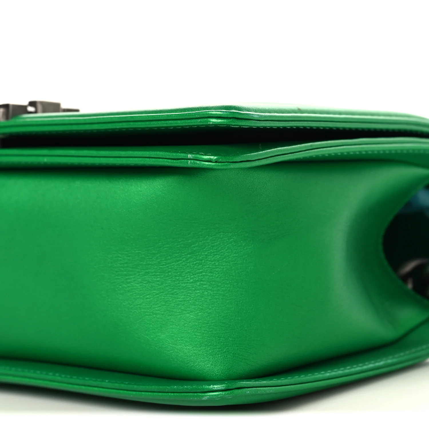 Metallic Calfskin Quilted Medium Boy Flap Green - Image 10