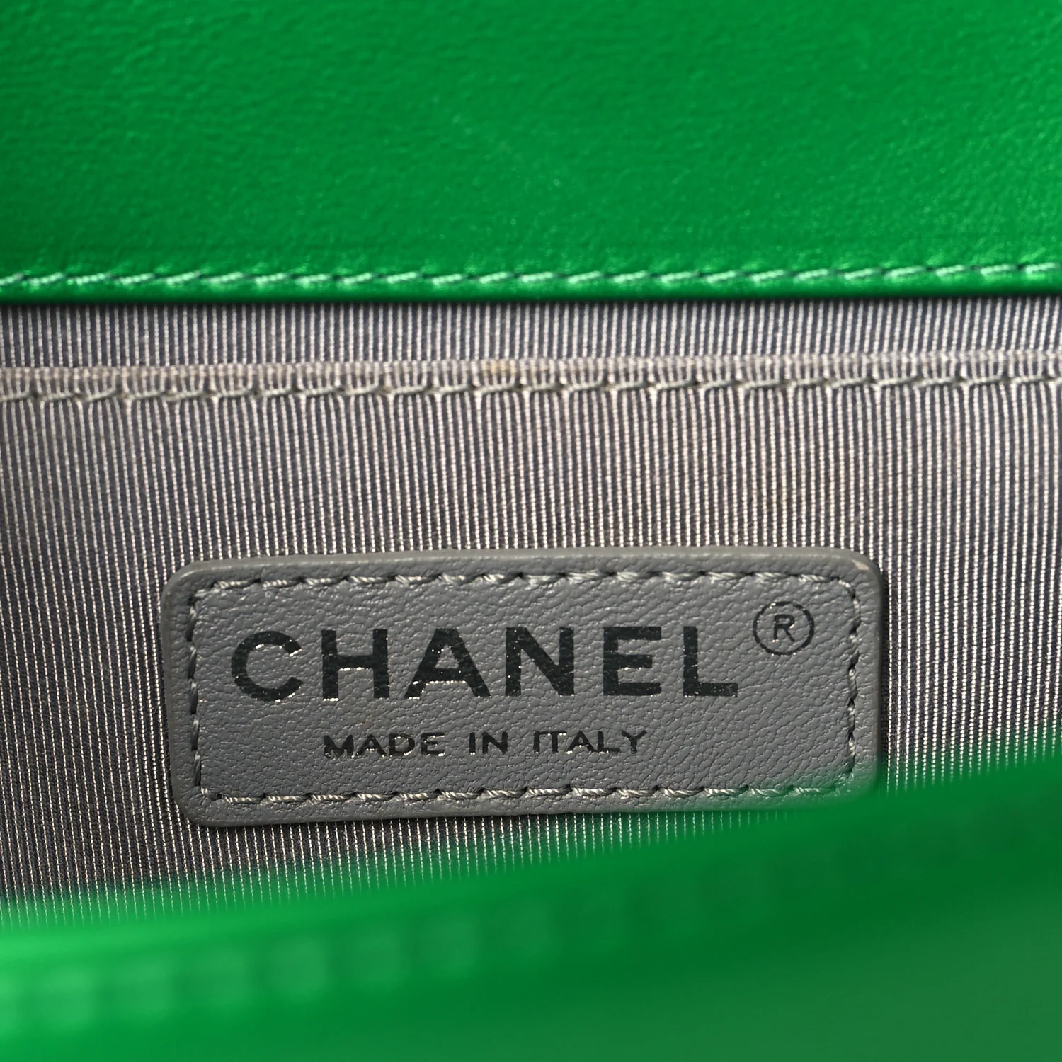 Metallic Calfskin Quilted Medium Boy Flap Green - Image 6