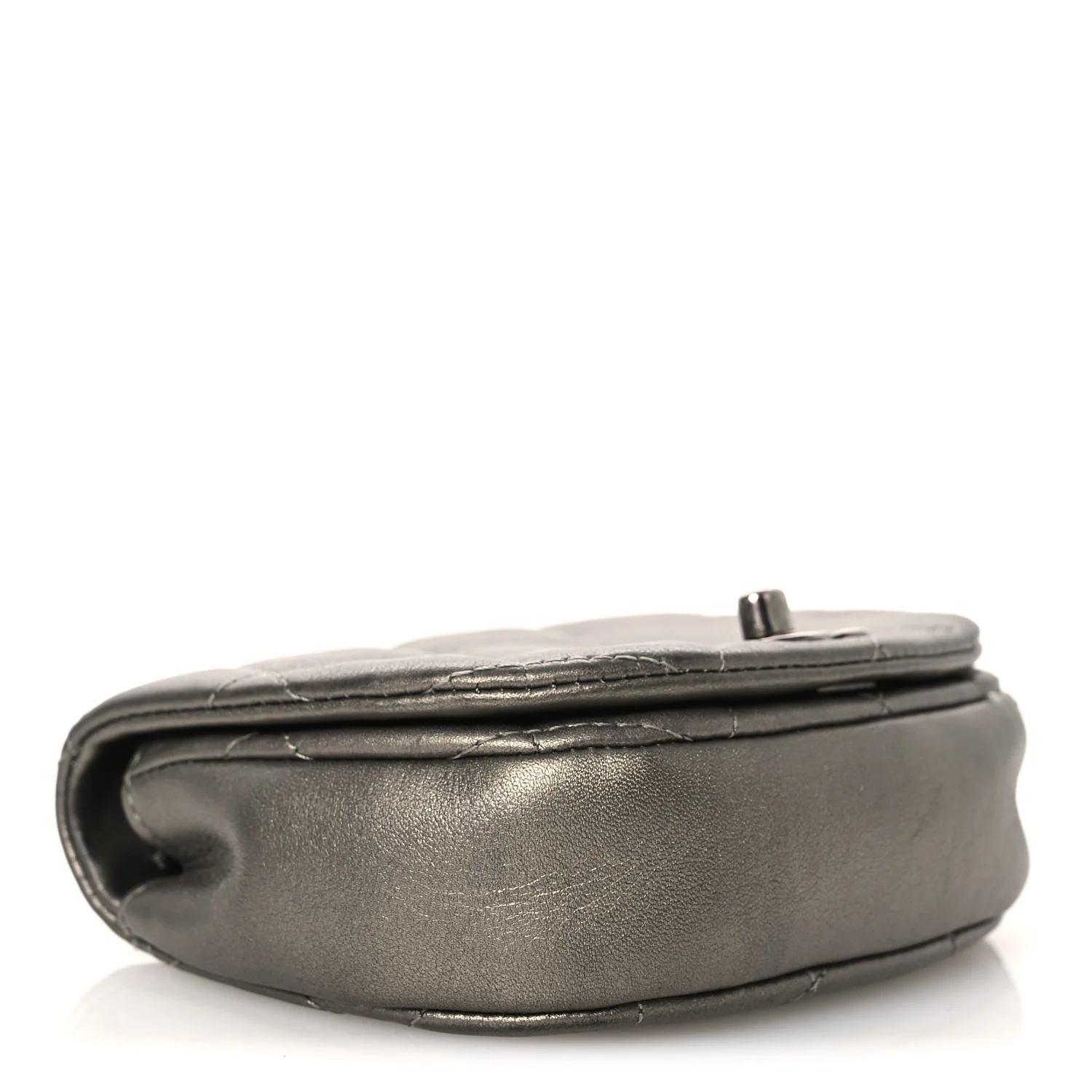 Metallic Calfskin Quilted Mini Coco Mail Clutch Ruthenium - Image 3