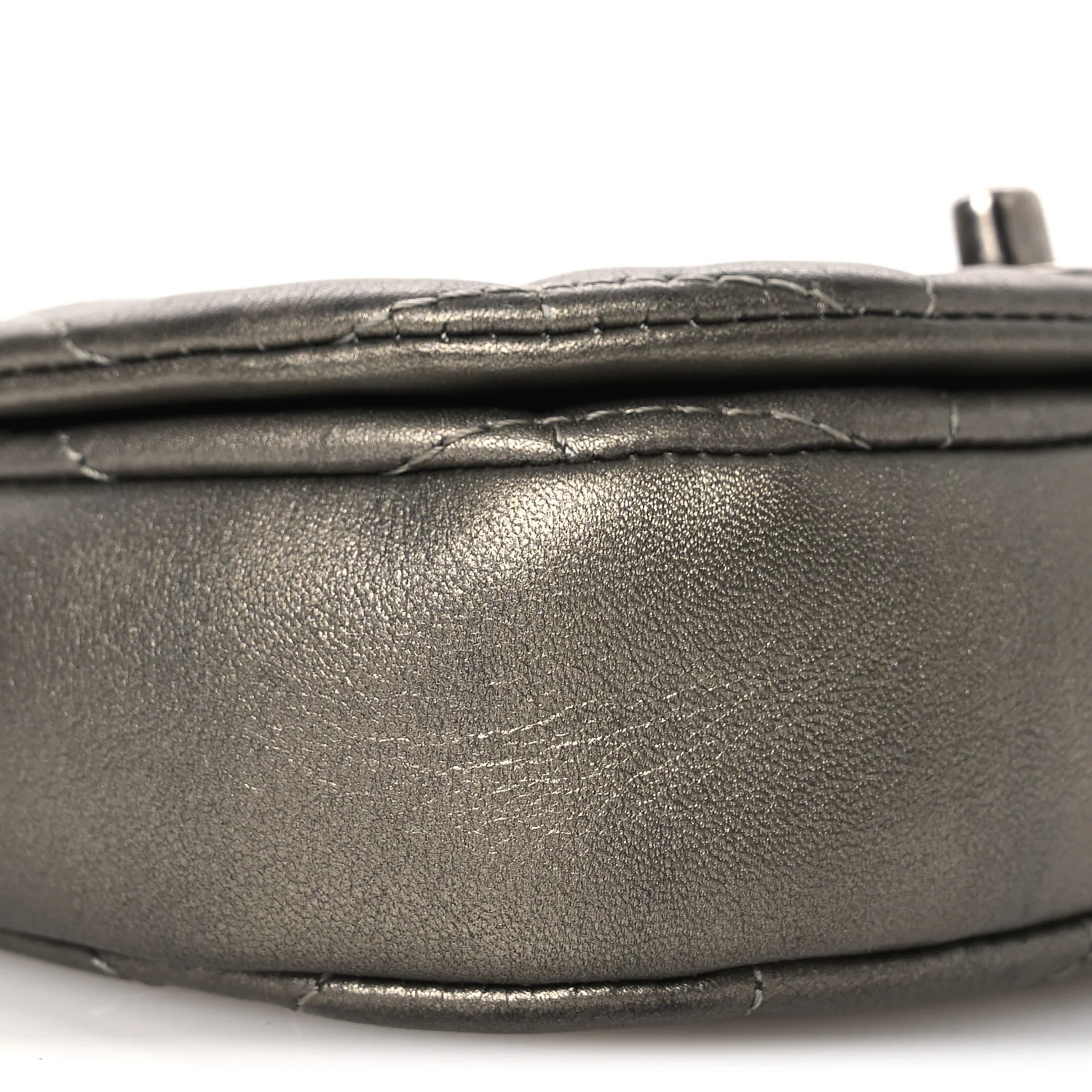 Metallic Calfskin Quilted Mini Coco Mail Clutch Ruthenium - Image 9