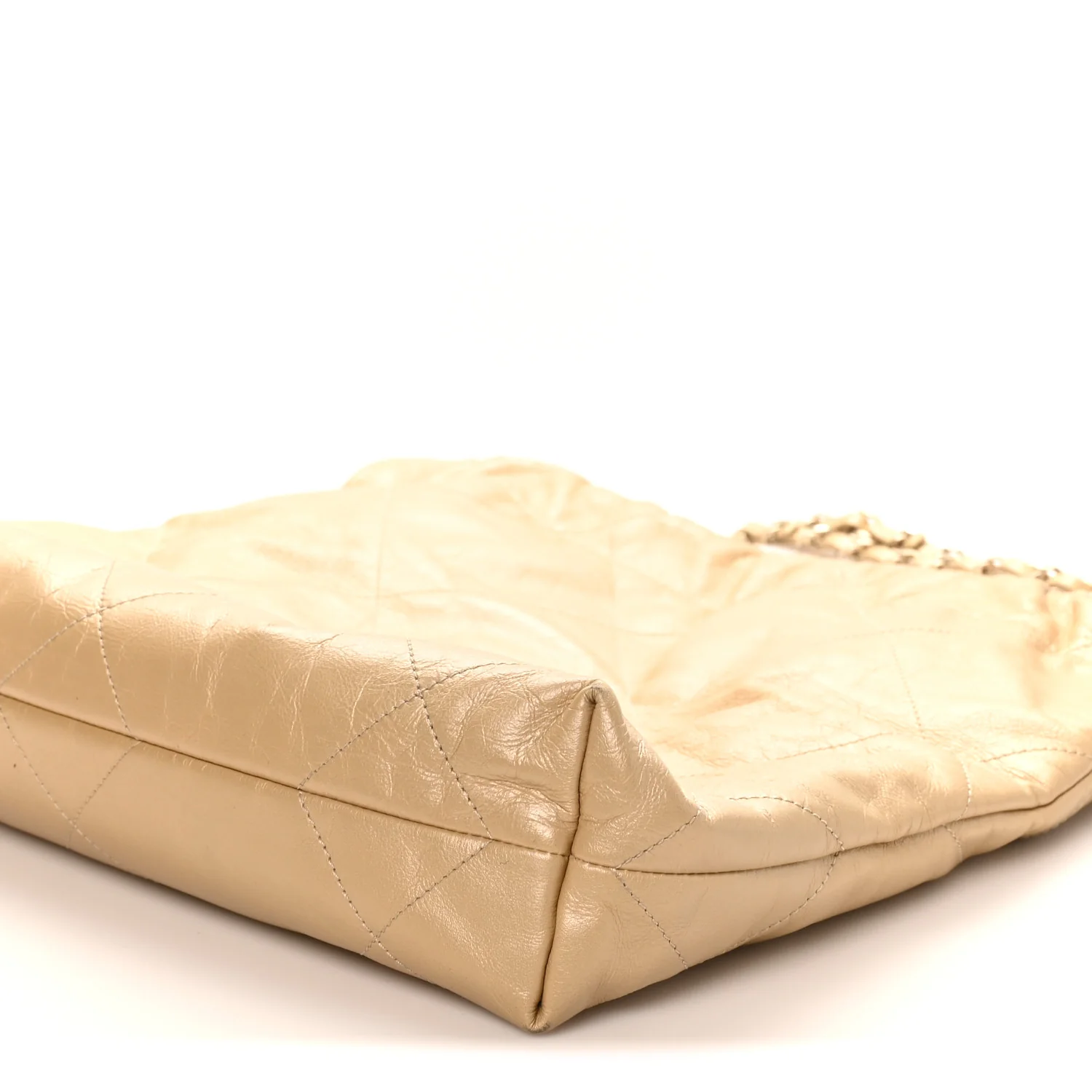 Metallic Calfskin Quilted Small Chanel 22 Light Gold - Image 11