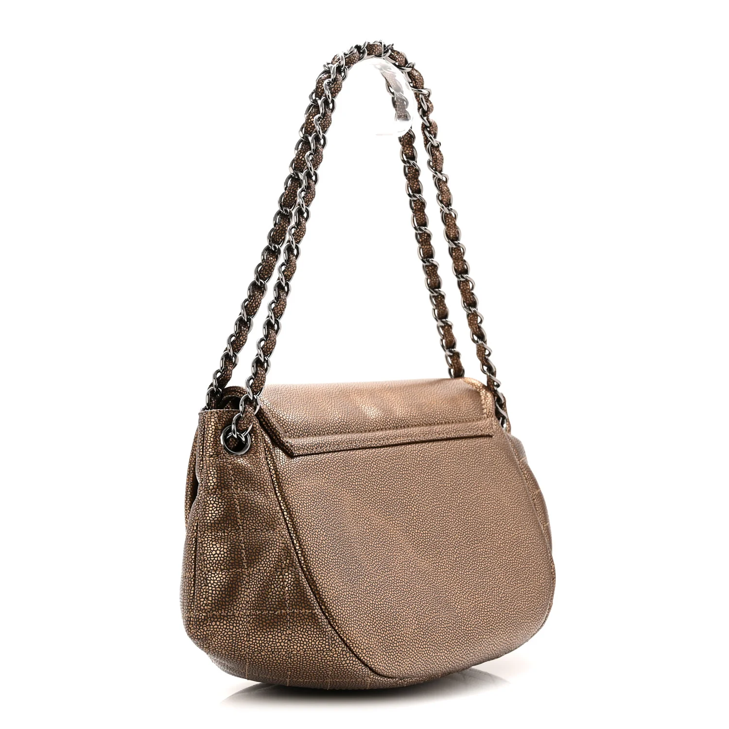 Metallic Caviar Half Moon Large Flap Bronze - Image 3