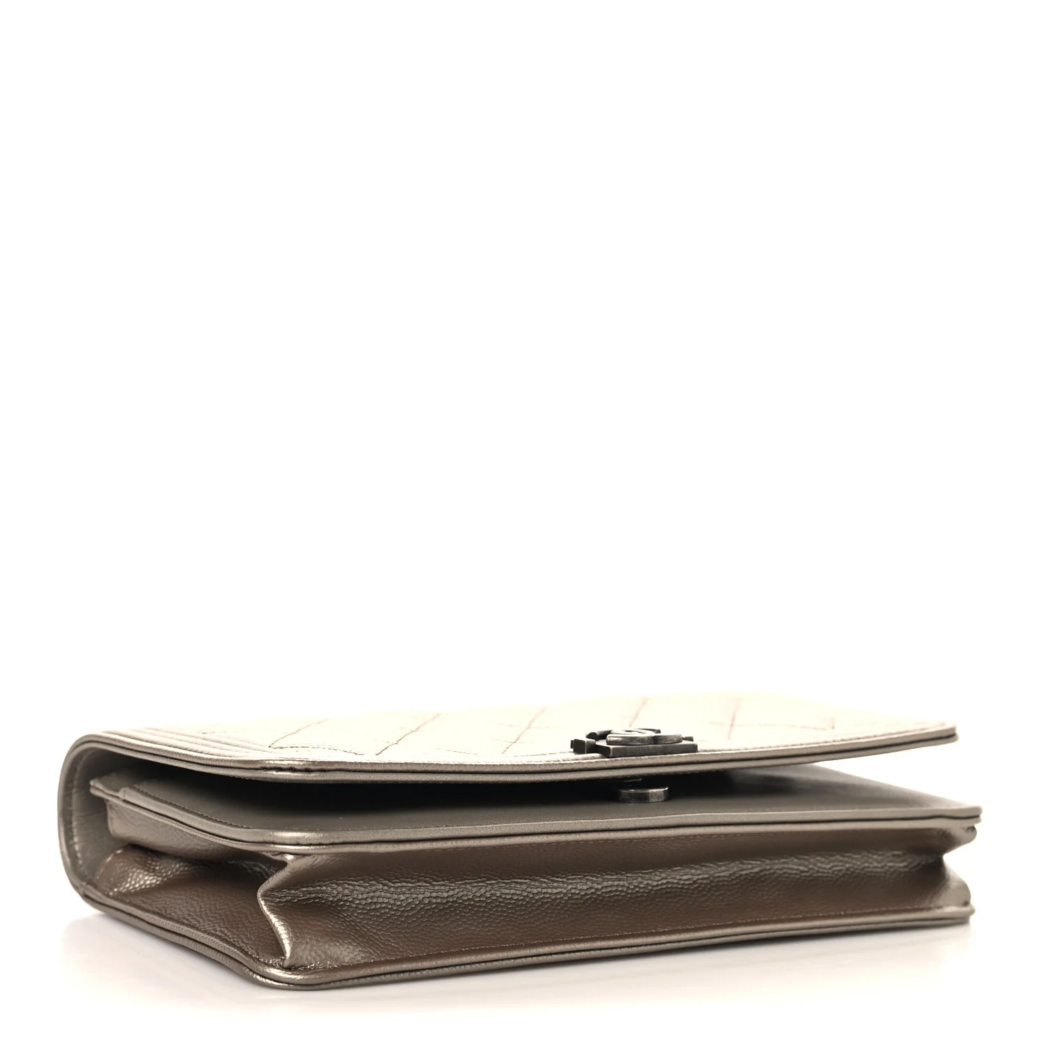 Metallic Caviar Quilted Boy Wallet On Chain WOC Copper - Image 4