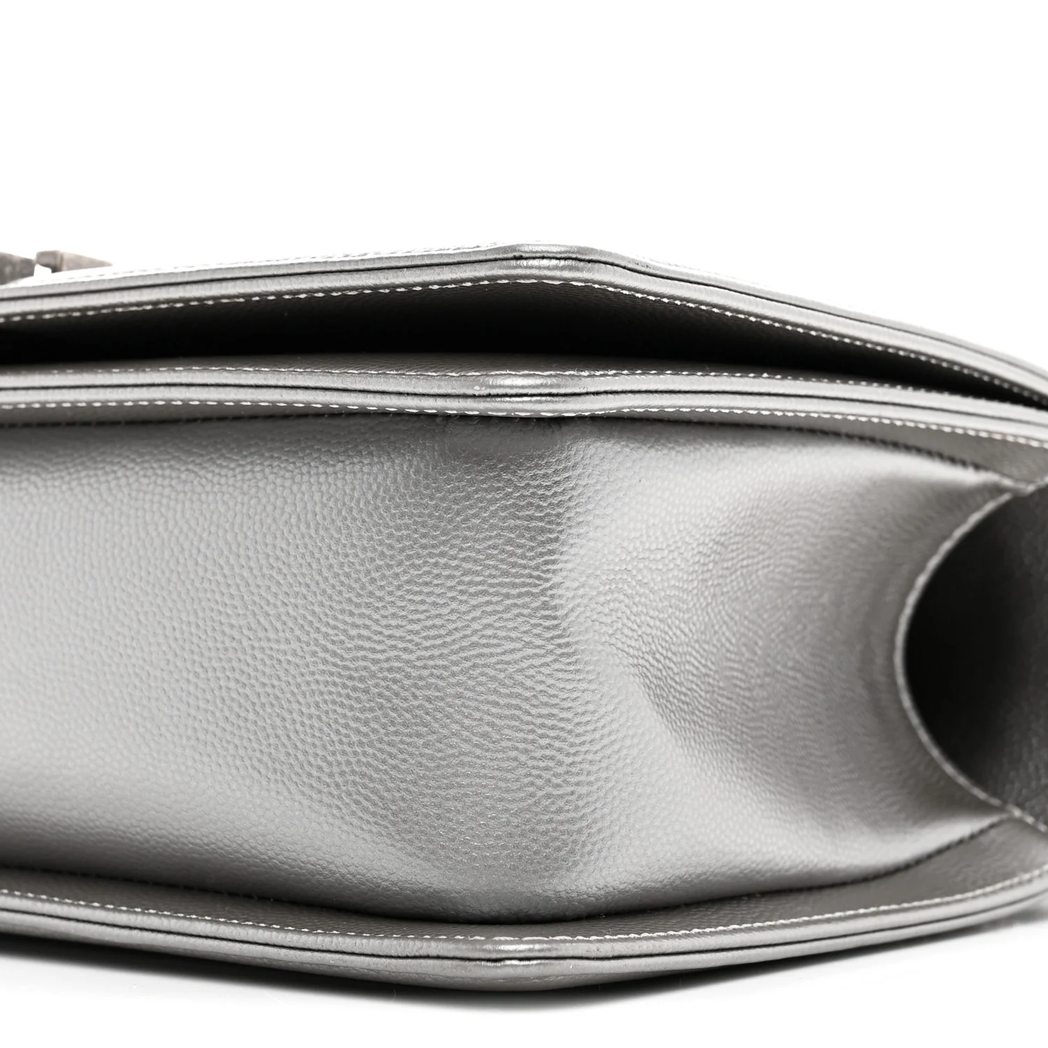 Metallic Caviar Quilted Medium Boy Flap Silver - Image 10