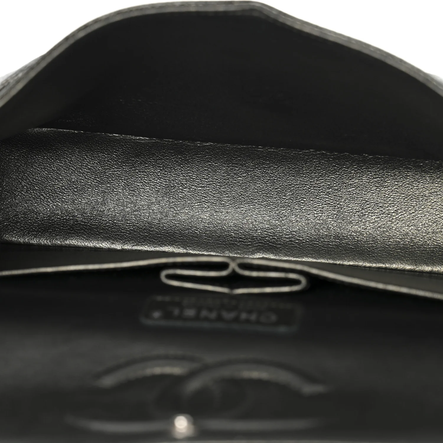 Metallic Caviar Quilted Medium Double Flap Dark Charcoal - Image 5