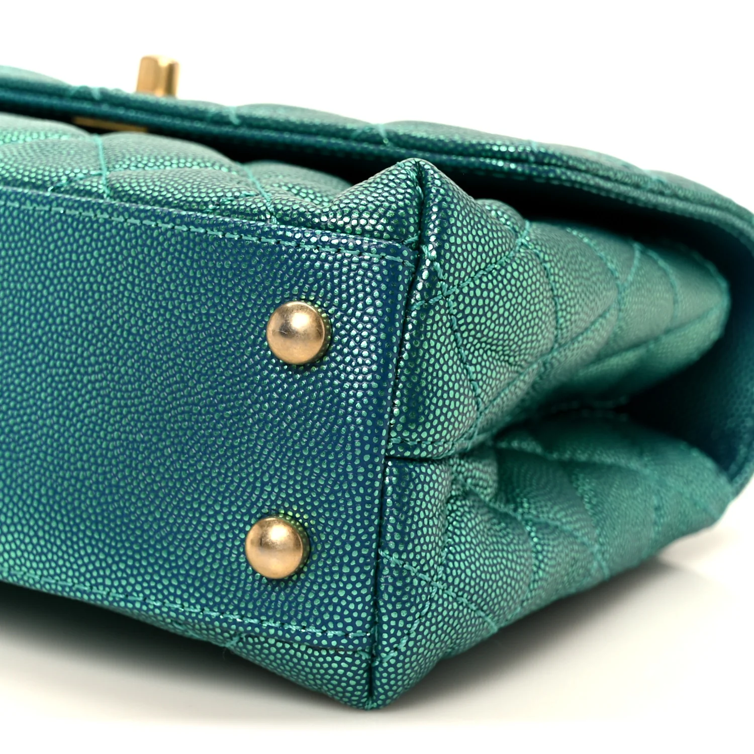 Metallic Caviar Quilted Mini Coco Handle Flap Blue - Image 11