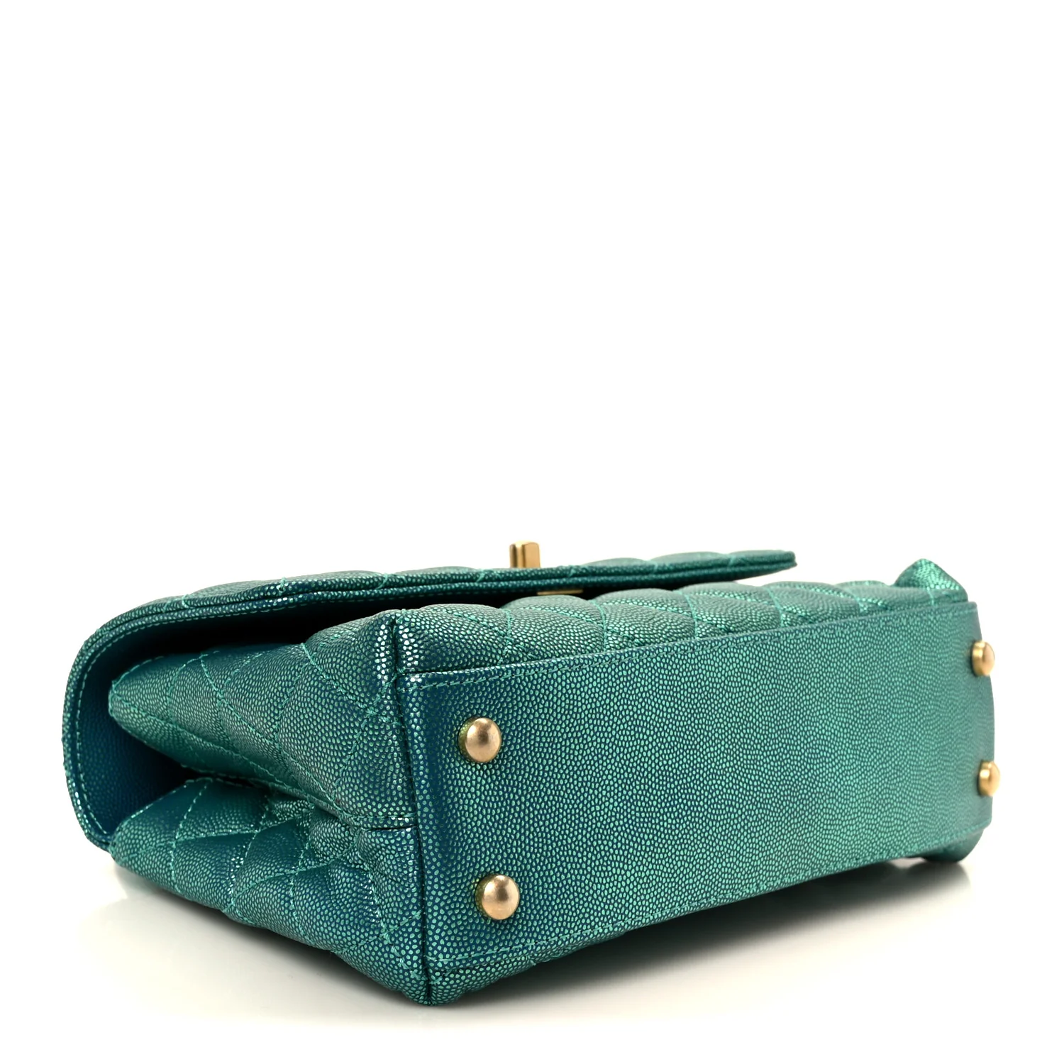 Metallic Caviar Quilted Mini Coco Handle Flap Blue - Image 4