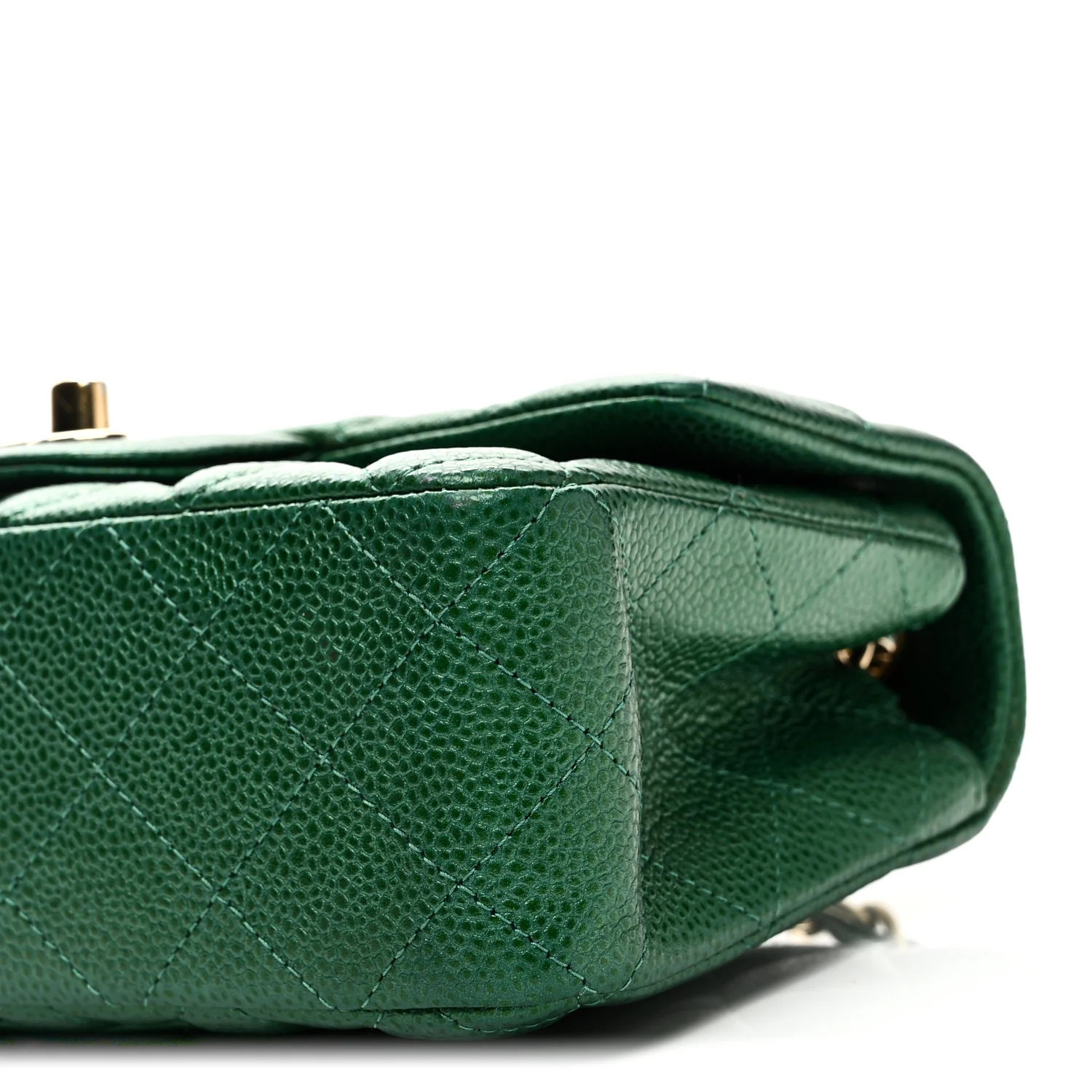 Metallic Caviar Quilted Mini Rectangular Flap Green - Image 10
