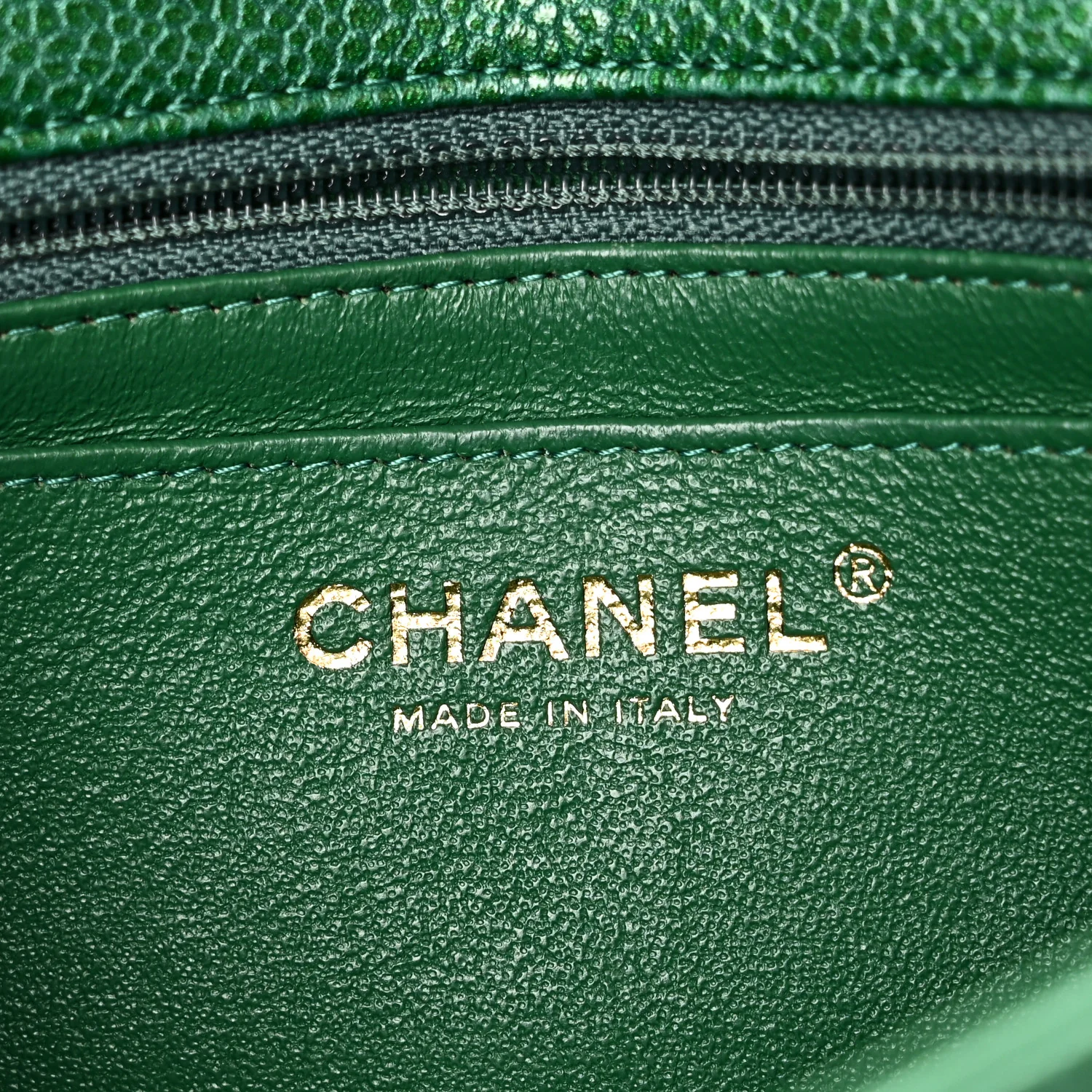 Metallic Caviar Quilted Mini Rectangular Flap Green - Image 6