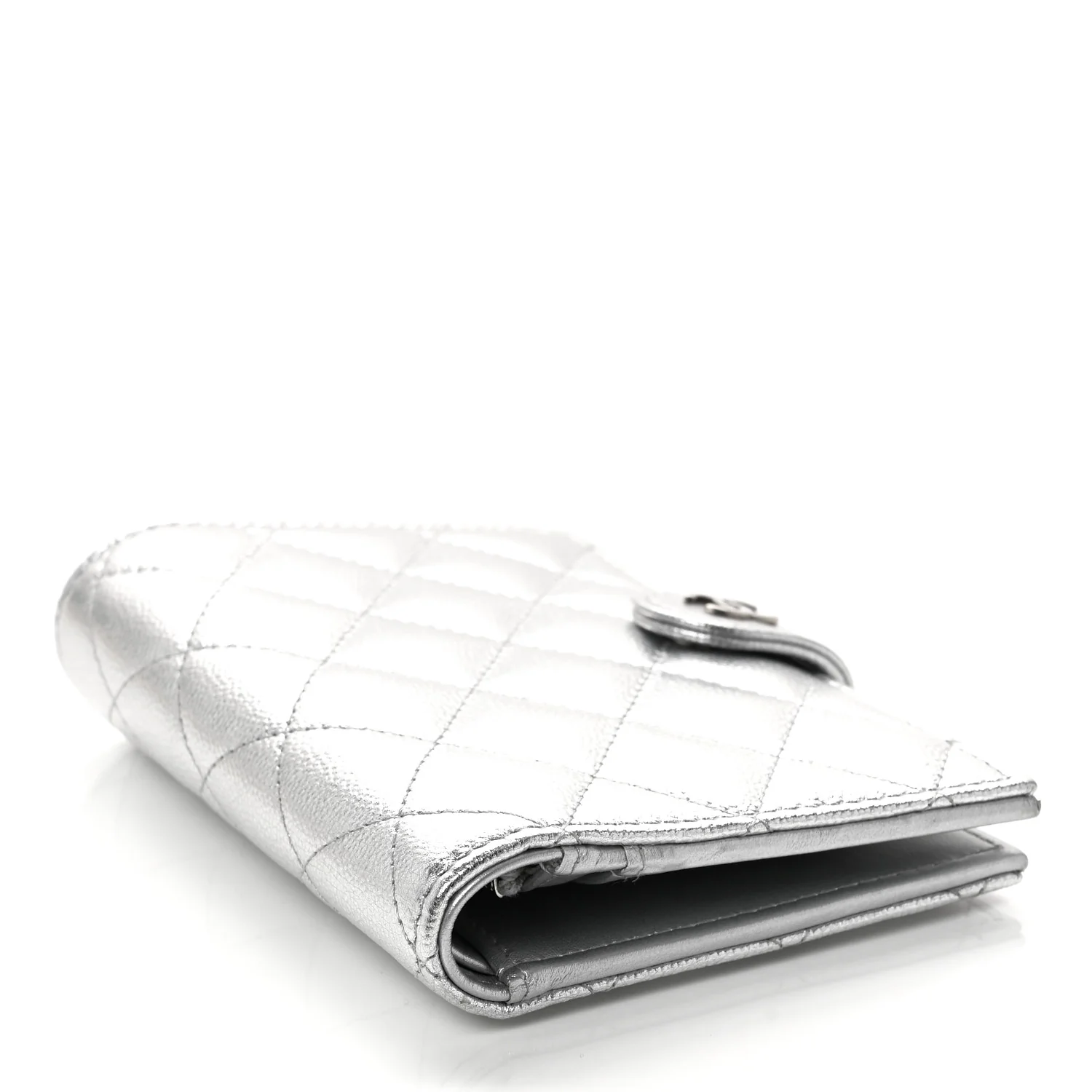 Metallic Caviar Quilted Passport Holder Silver - Image 4