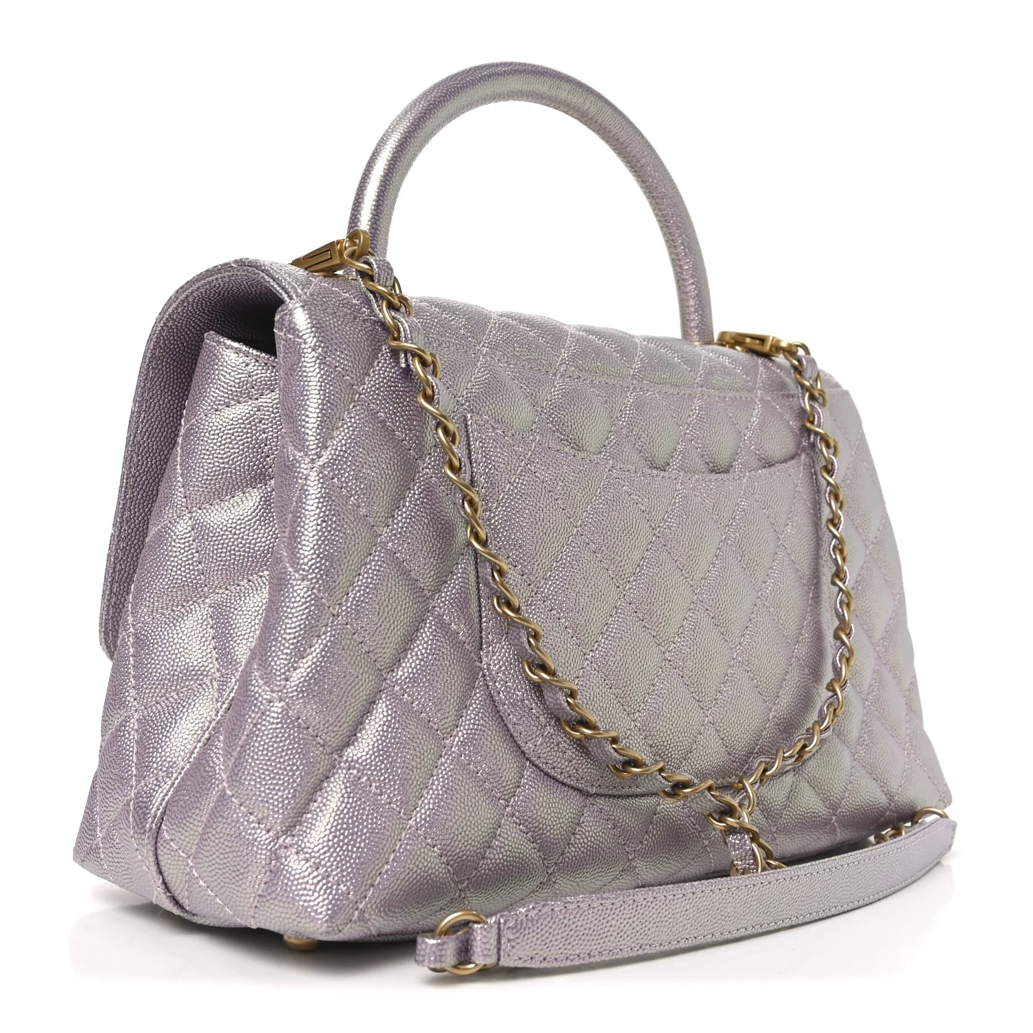 Metallic Caviar Quilted Small Coco Handle Flap Light Pink - Image 3