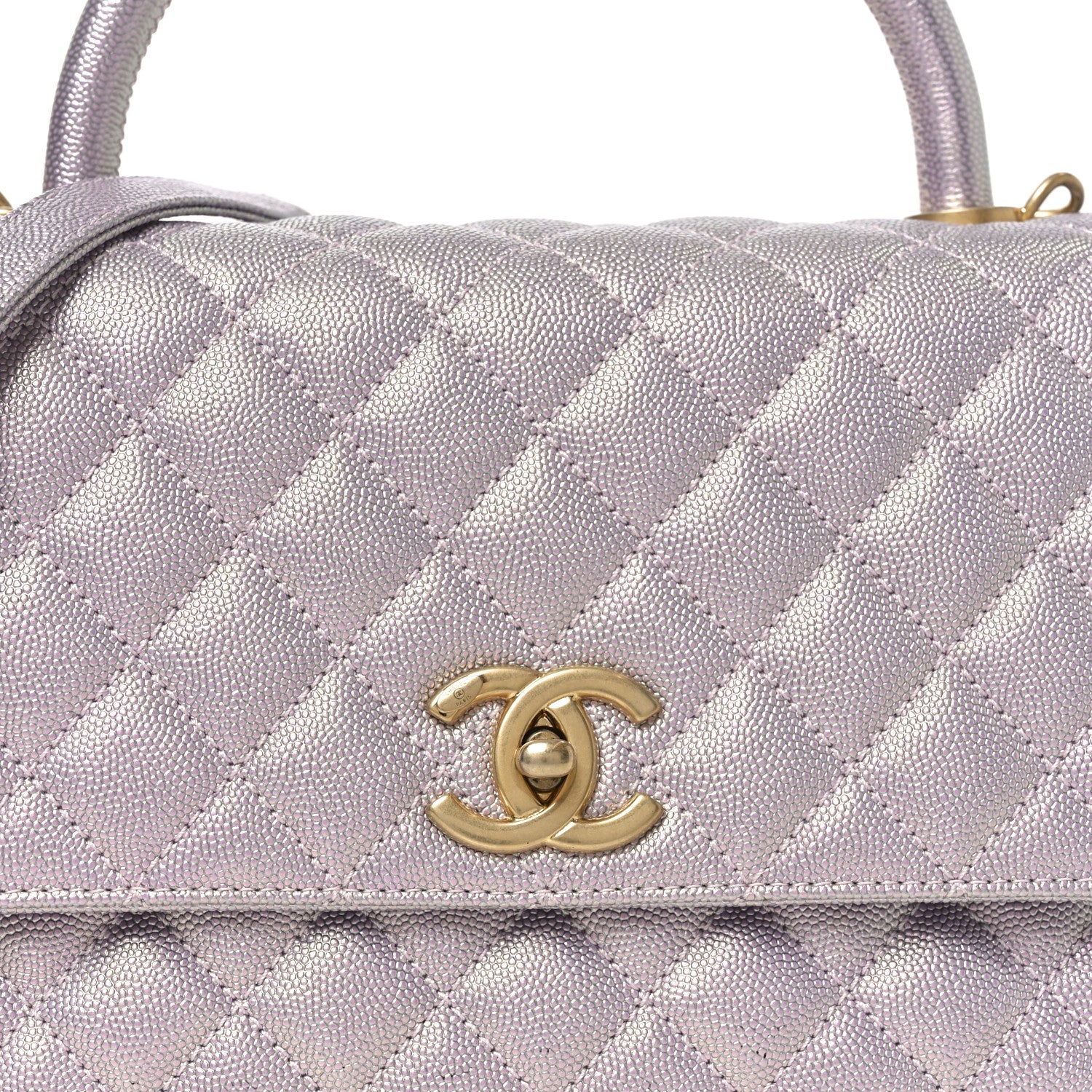 Metallic Caviar Quilted Small Coco Handle Flap Light Pink - Image 8