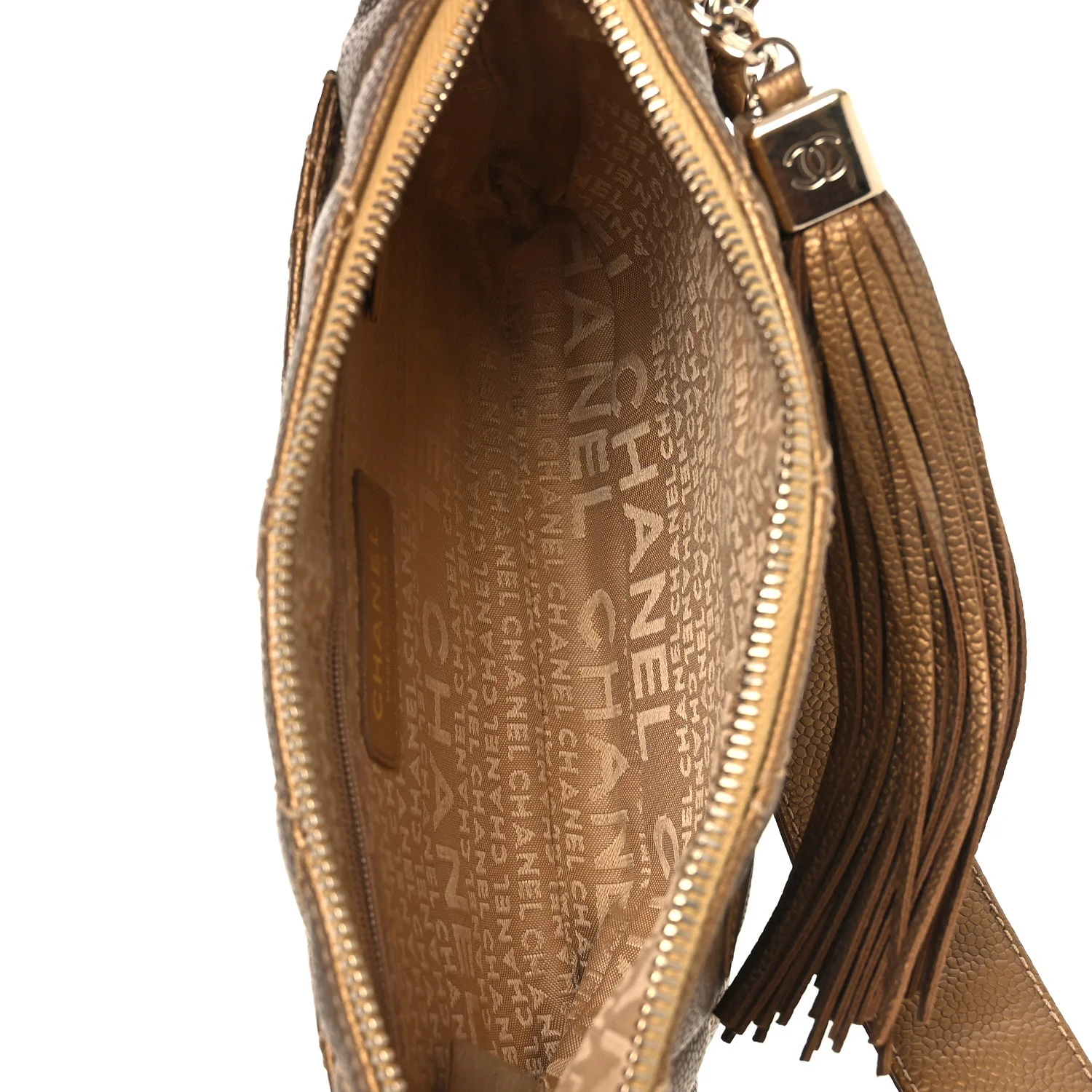 Metallic Caviar Quilted Timeless CC Shoulder Bag Gold - Image 5