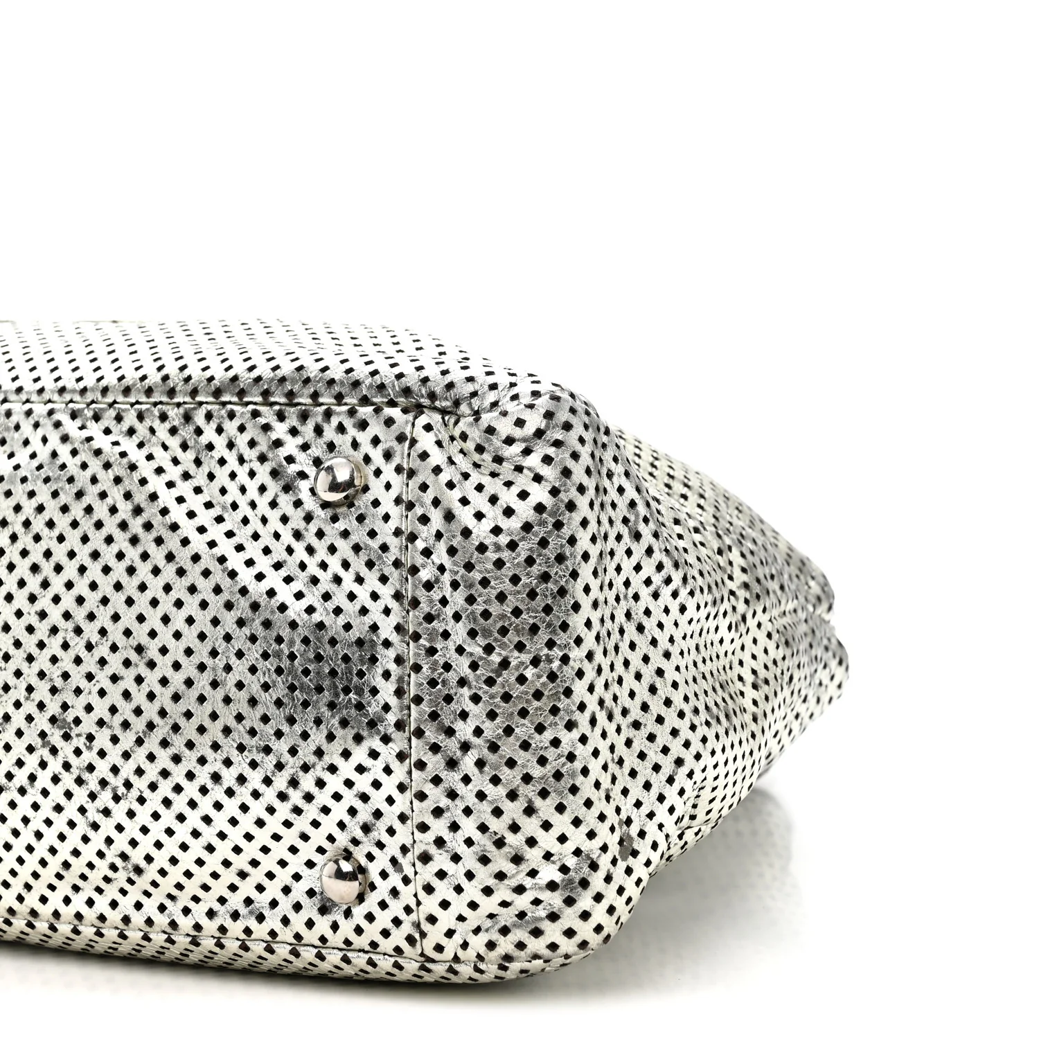 Metallic Glazed Calfskin Perforated Rodeo Drive Hobo Silver - Image 10