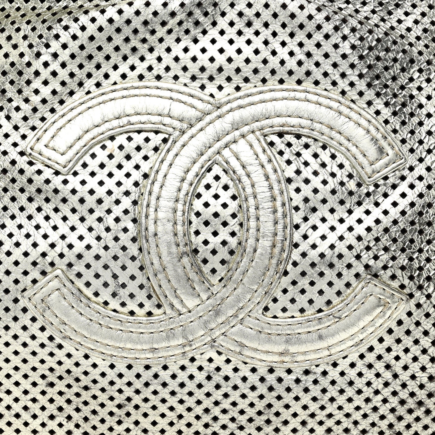 Metallic Glazed Calfskin Perforated Rodeo Drive Hobo Silver - Image 8
