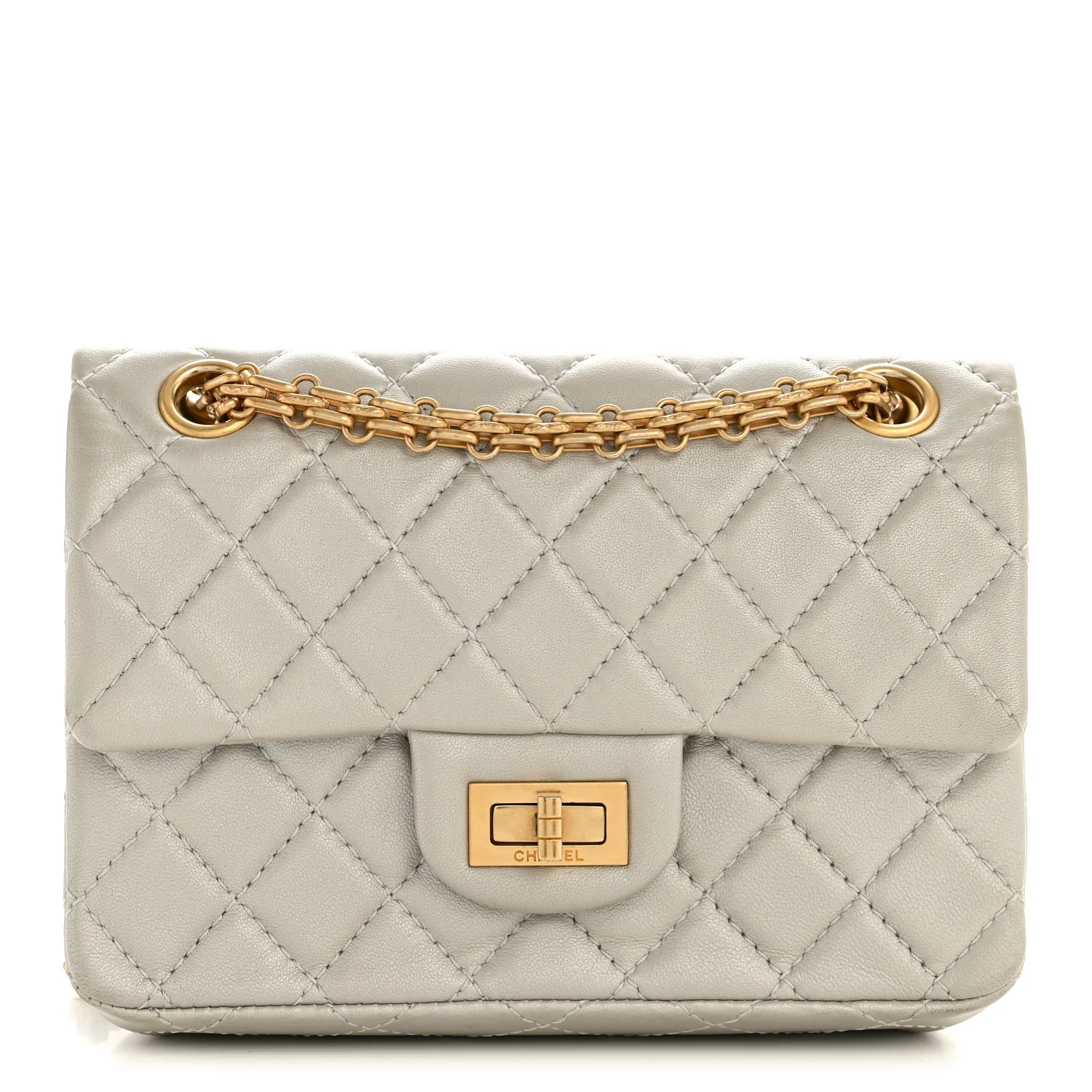 Metallic Goatskin Quilted 2.55 Reissue Mini Flap Silver
