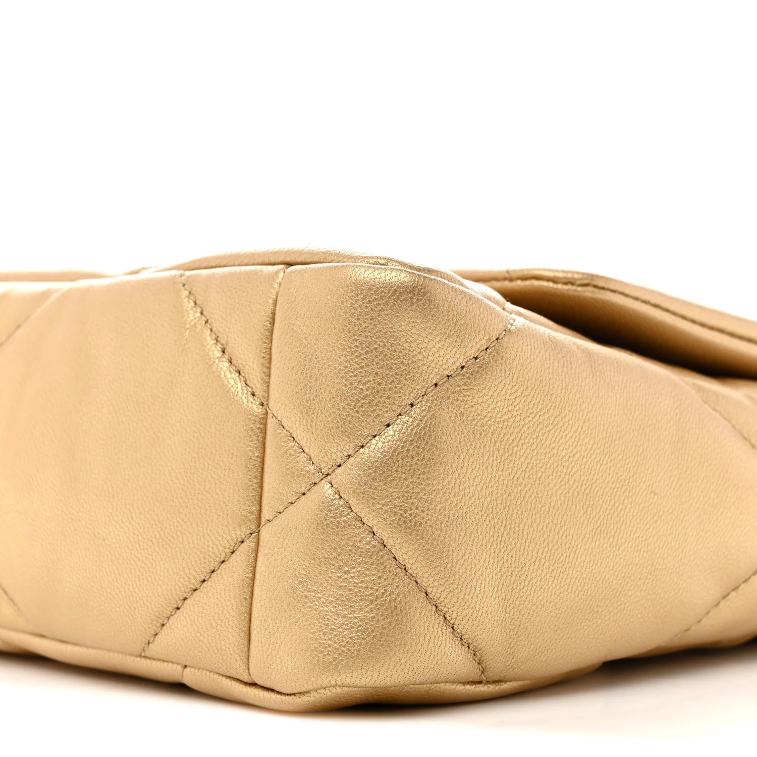 Metallic Goatskin Quilted Medium Chanel 19 Flap Gold - Image 10