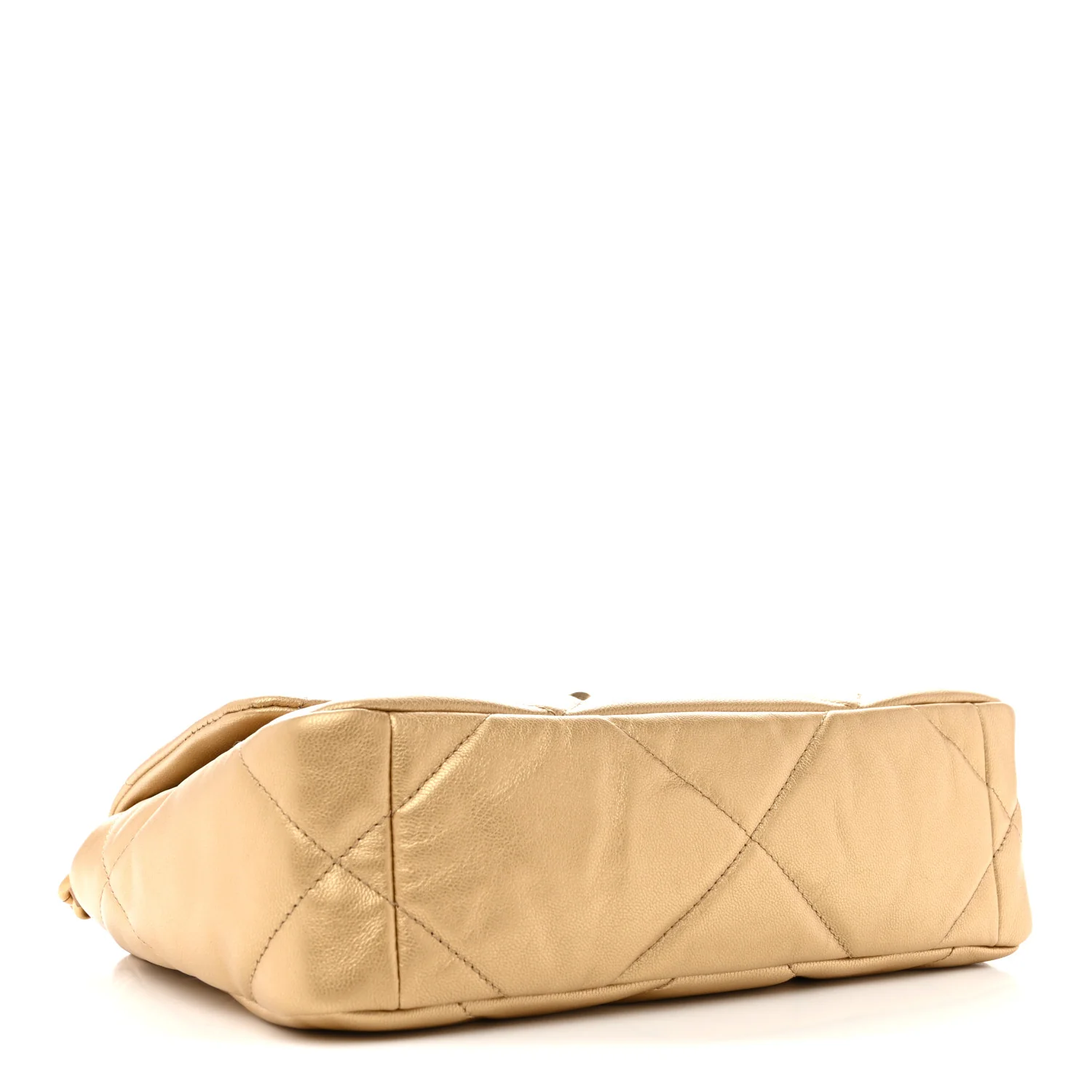 Metallic Goatskin Quilted Medium Chanel 19 Flap Gold - Image 4