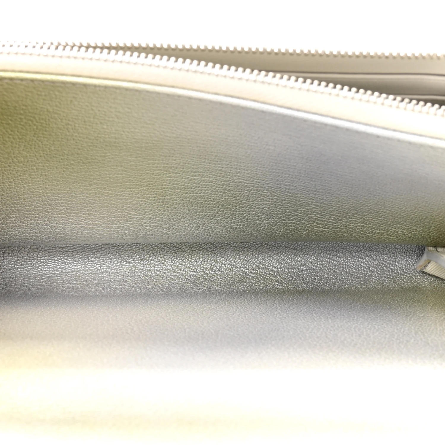 Metallic Goatskin Quilted Ombre Phone Holder Wallet on Removable Chain Grey Green - Image 7