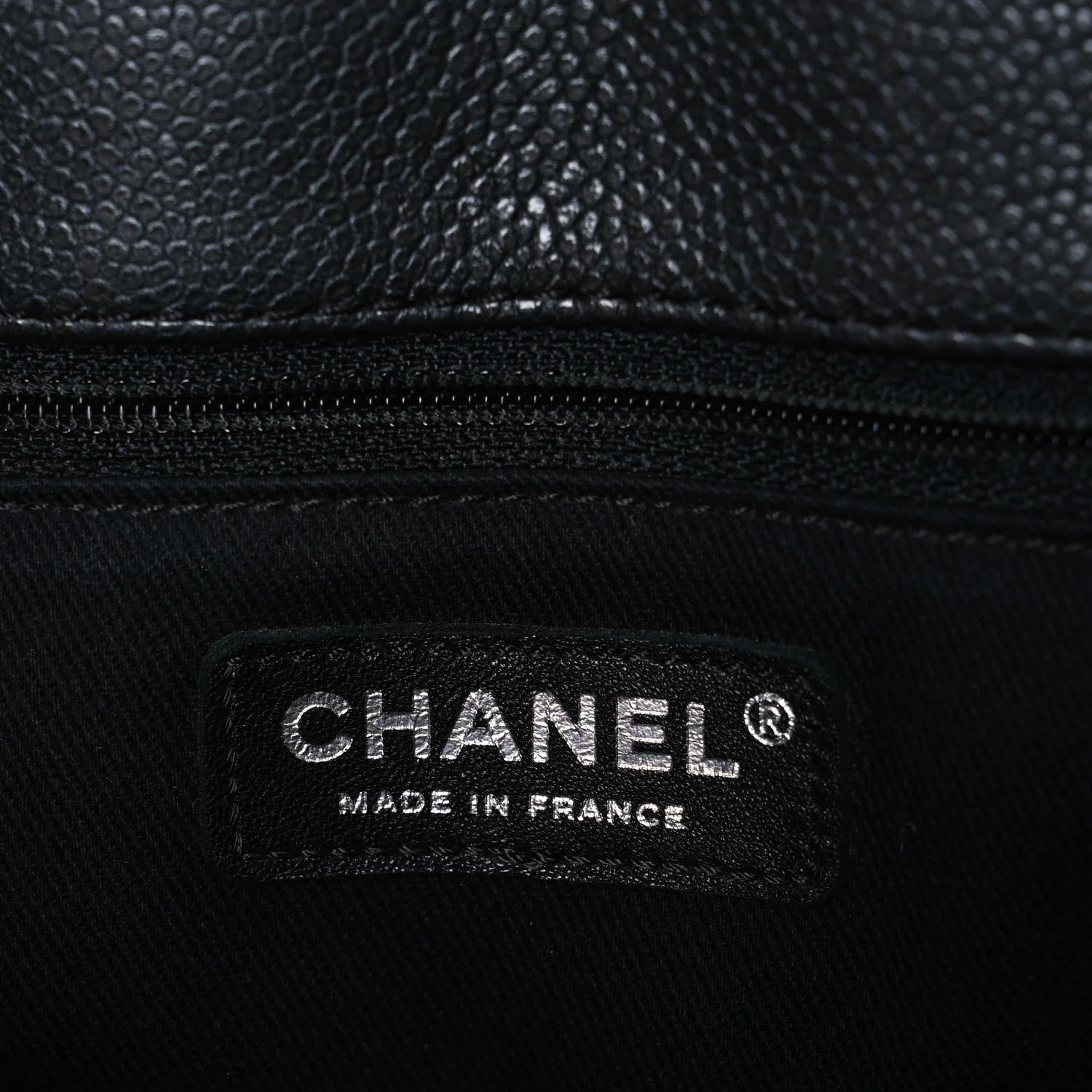Metallic Grained Calfskin Medium Woven Chain Shopping Bag Black - Image 6