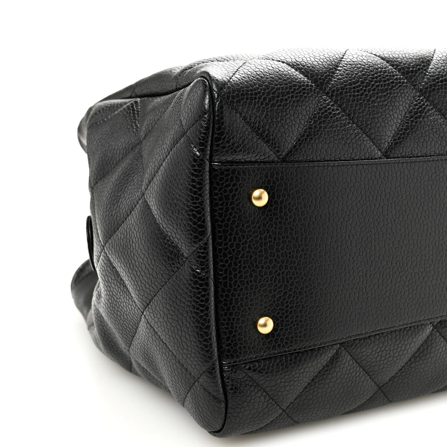 Metallic Grained Calfskin Quilted Shopping Tote Black - Image 10
