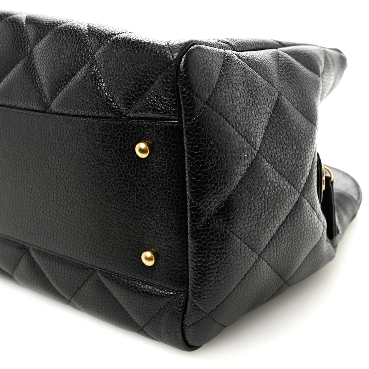 Metallic Grained Calfskin Quilted Shopping Tote Black - Image 11