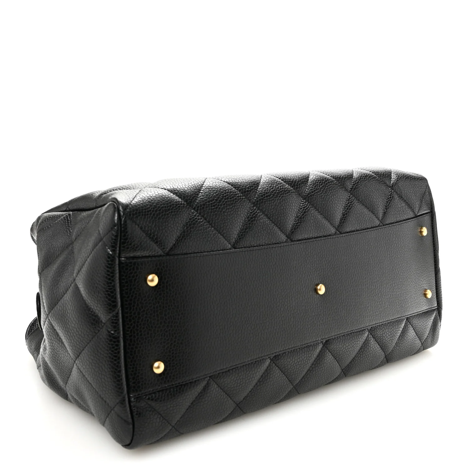 Metallic Grained Calfskin Quilted Shopping Tote Black - Image 4