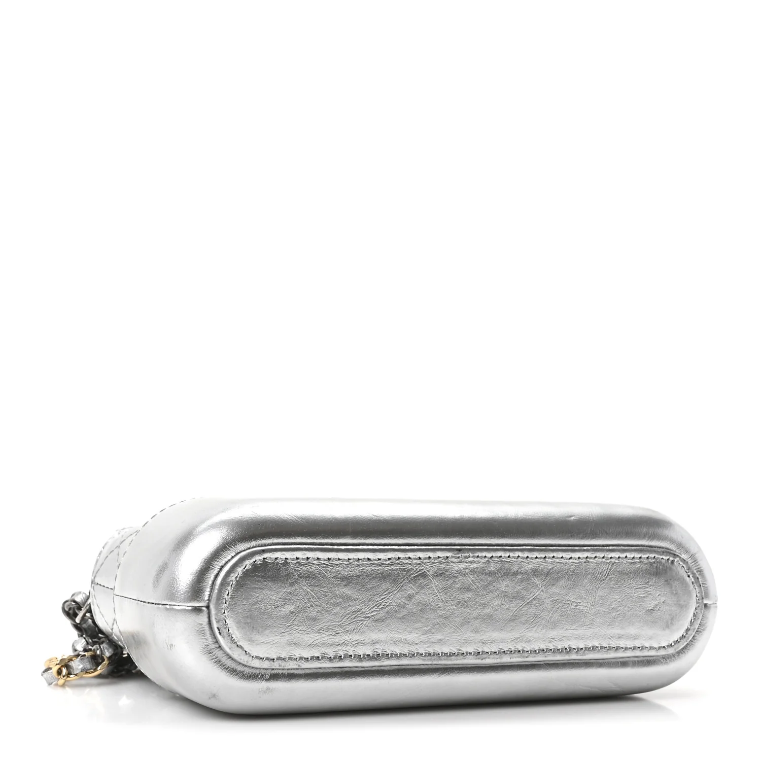 Metallic Lambskin Calfskin Quilted Small Gabrielle Clutch With Chain Silver - Image 4
