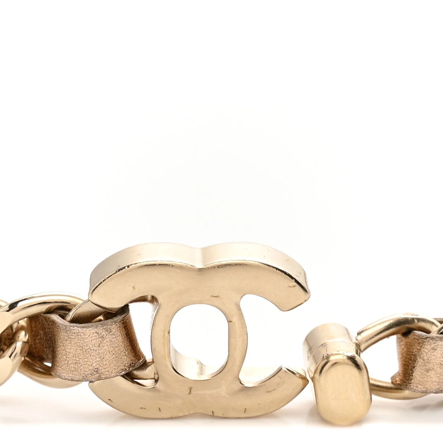 Metallic Lambskin CC Turnlock Chain Belt Gold - Image 3