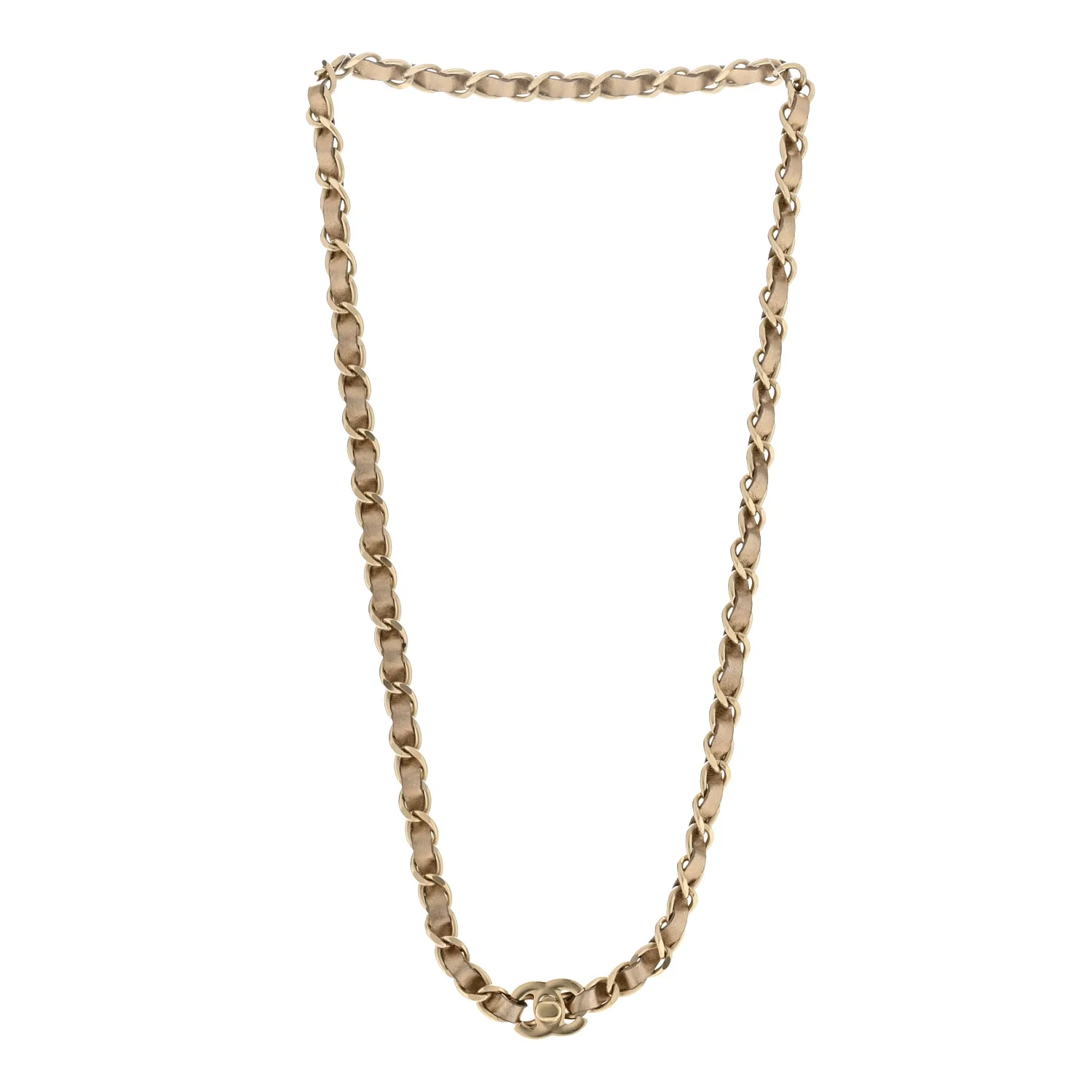 Metallic Lambskin CC Turnlock Necklace Gold - Image 3